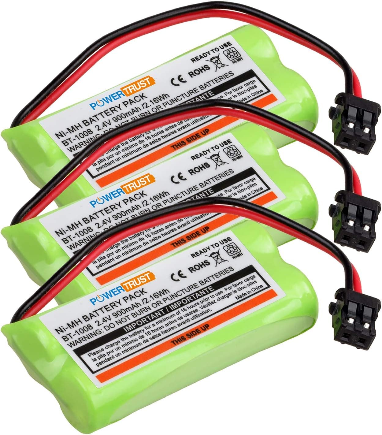 PowerTrust 3Pack Ni-MH Cordless Phone Battery for Uniden BT-1008 BT-1016 BT-1021 BT-1025 BT1021 BT1025 CPH-515B
