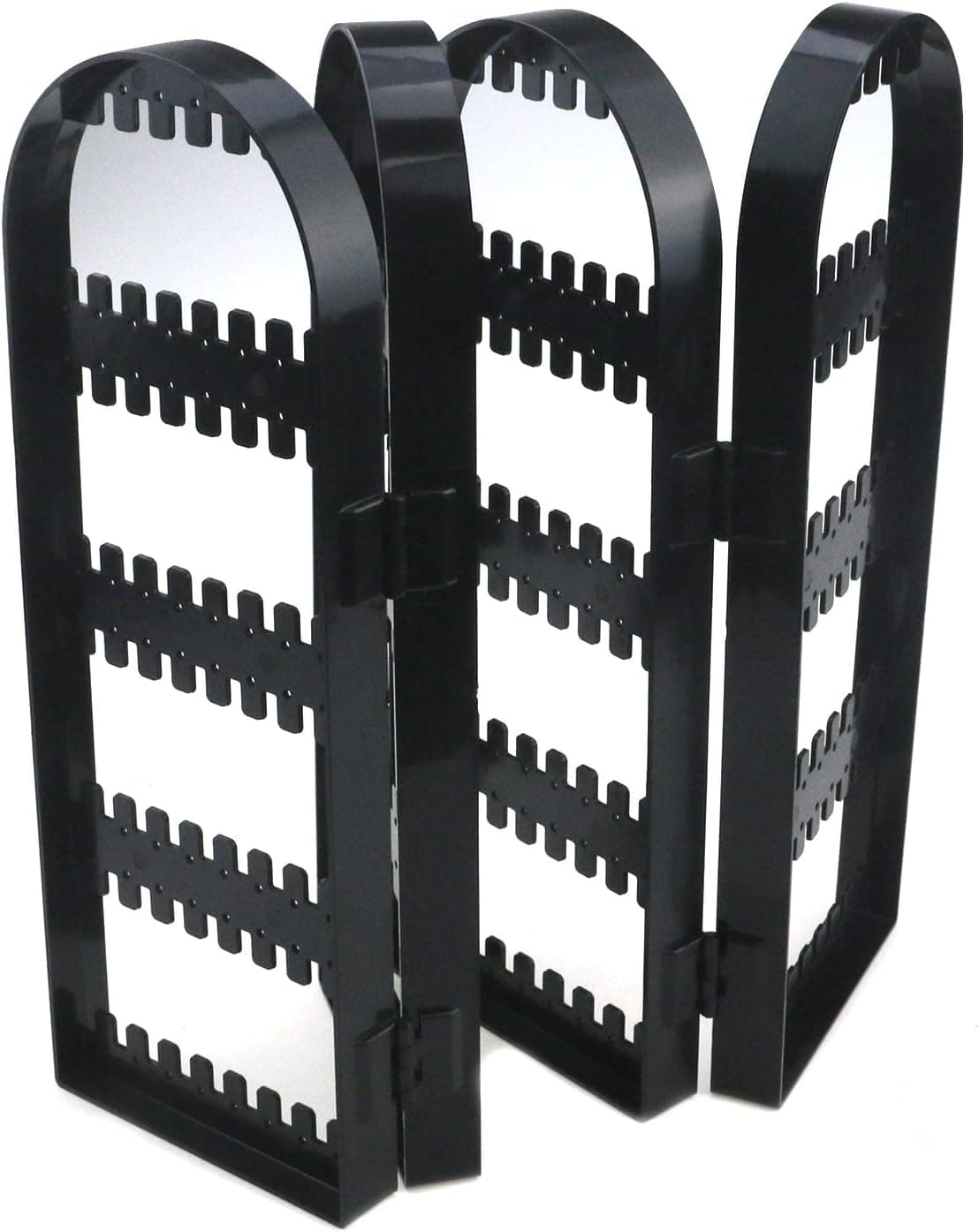 Mironey 240 Holes Earrings Holder 5 Tiers Jewelry Hanger Stand 4 Panel Jewelry Display Foldable Plastic Earring Black Foldable Necklaces Display Storage