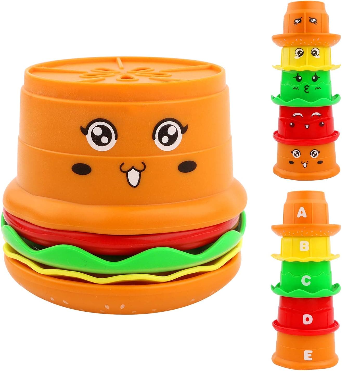 5 Pieces Bathtub Toys Baby Bath Toys Stacking and Nesting Cups Early Learning Toys,Educational Rainbow Baby Building Set Stacking Cups Early Educational Toddlers Toy