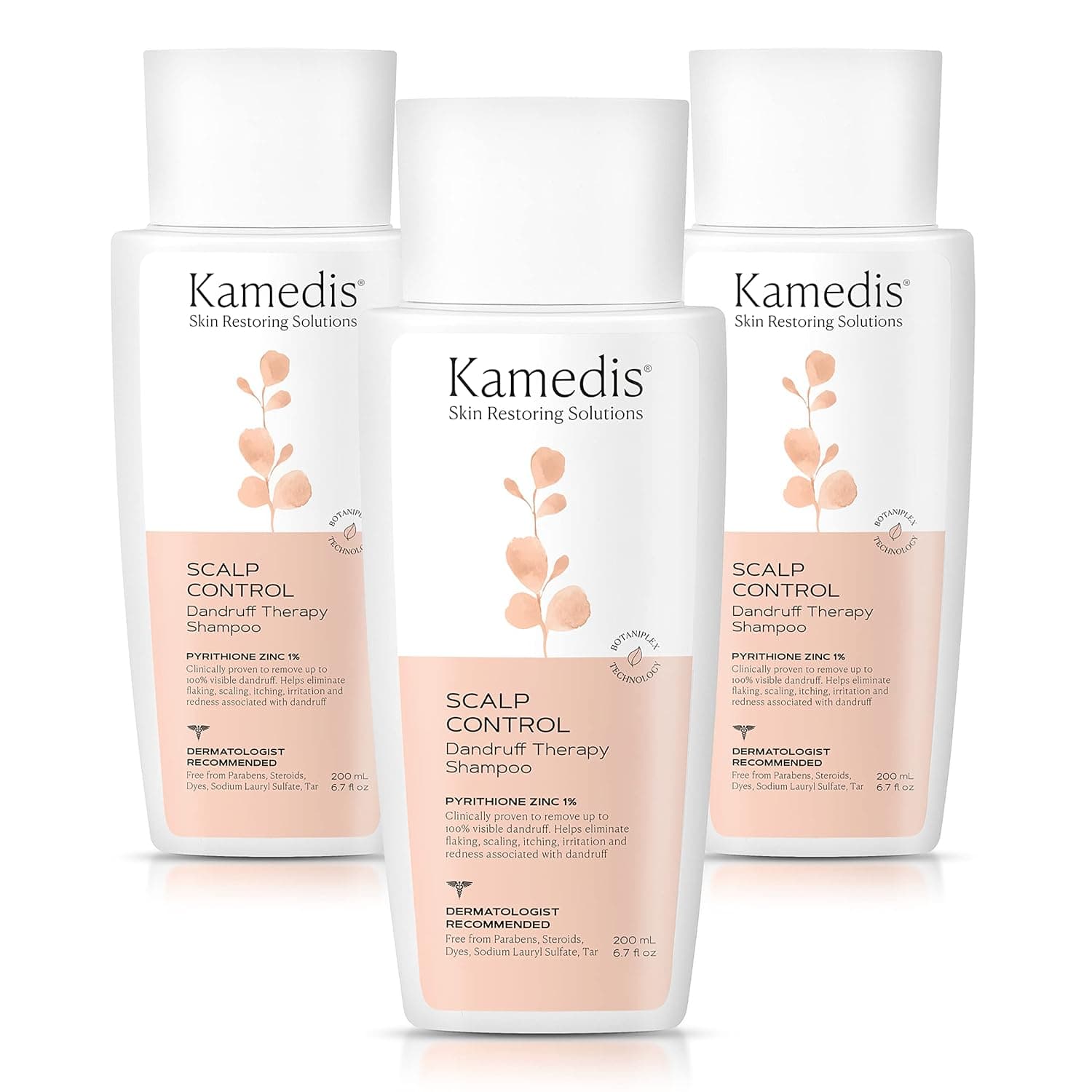 KAMEDIS Dandruff Therapy Shampoo - Prevents & Soothes Itchy, Flaky, and Red Scalp, Paraben-Free, Dye-Free, SLS Free, Clinically Proven, Made in USA, 6.7 Fluid Ounce