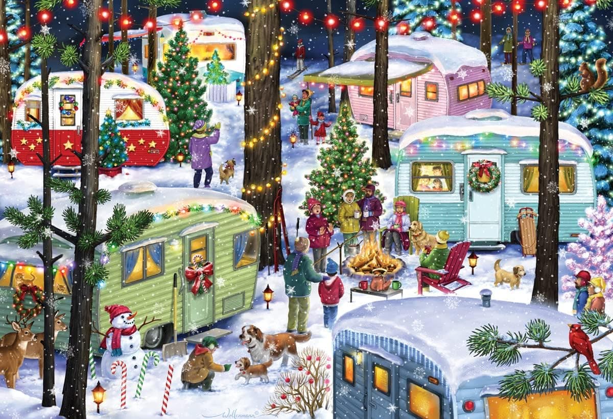 Vermont Christmas Company Christmas Camping Jigsaw Puzzle 100 Piece