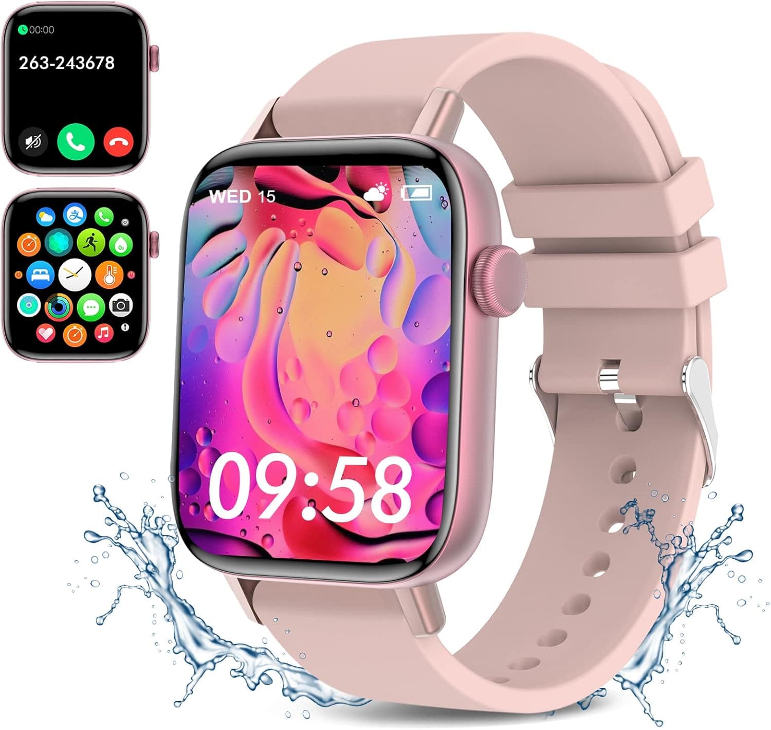 Smart Watch 1.95'' Full Touch Smart Watches for Women Smart Fitness Tracker Watch for Android iOS Phones Compatible with Answer Calls Waterproof Smartwatch with 28 Sport Activity/Sleep/Heart Rate/Step