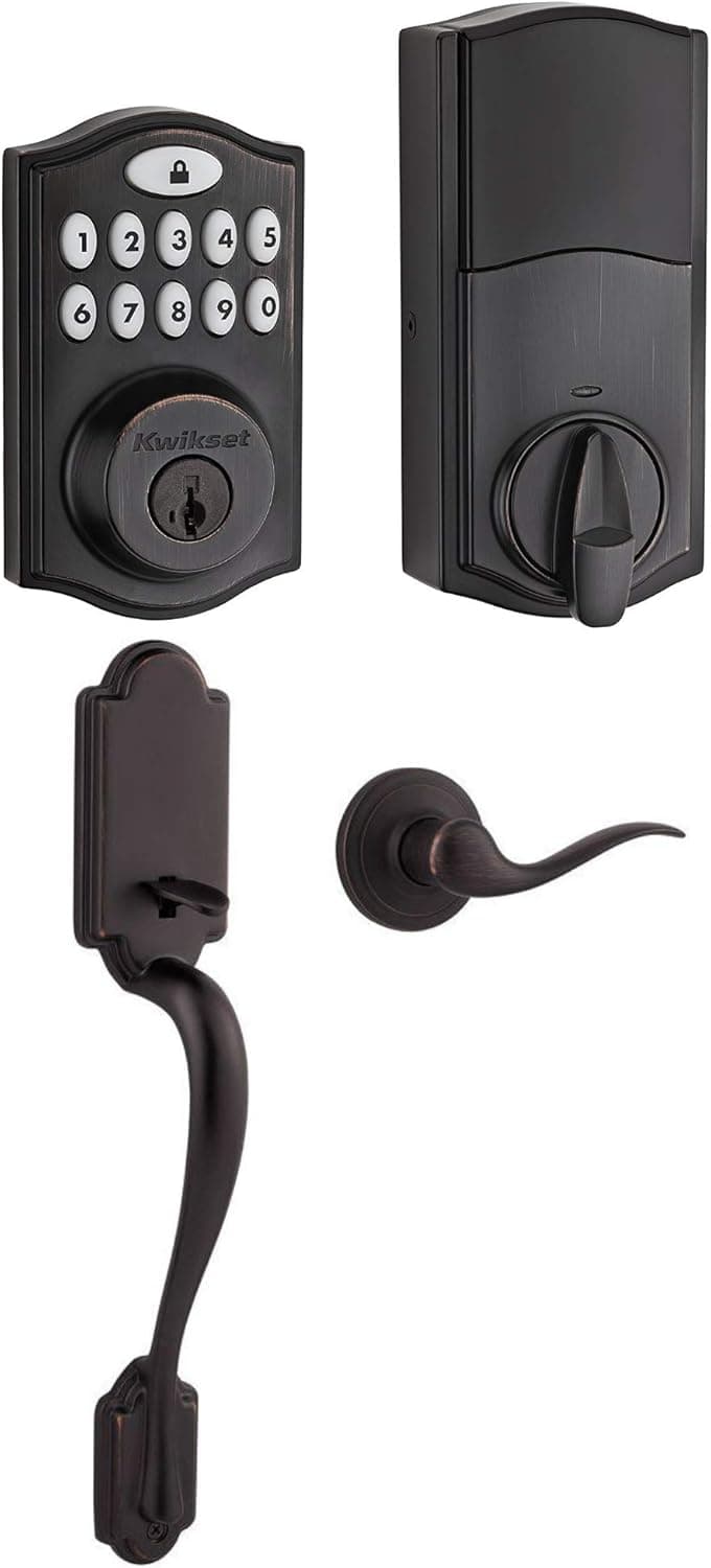 Kwikset 914 Deadbolt w/SmartKey, Z-Wave & Arlington Handleset (Venetian Bronze)