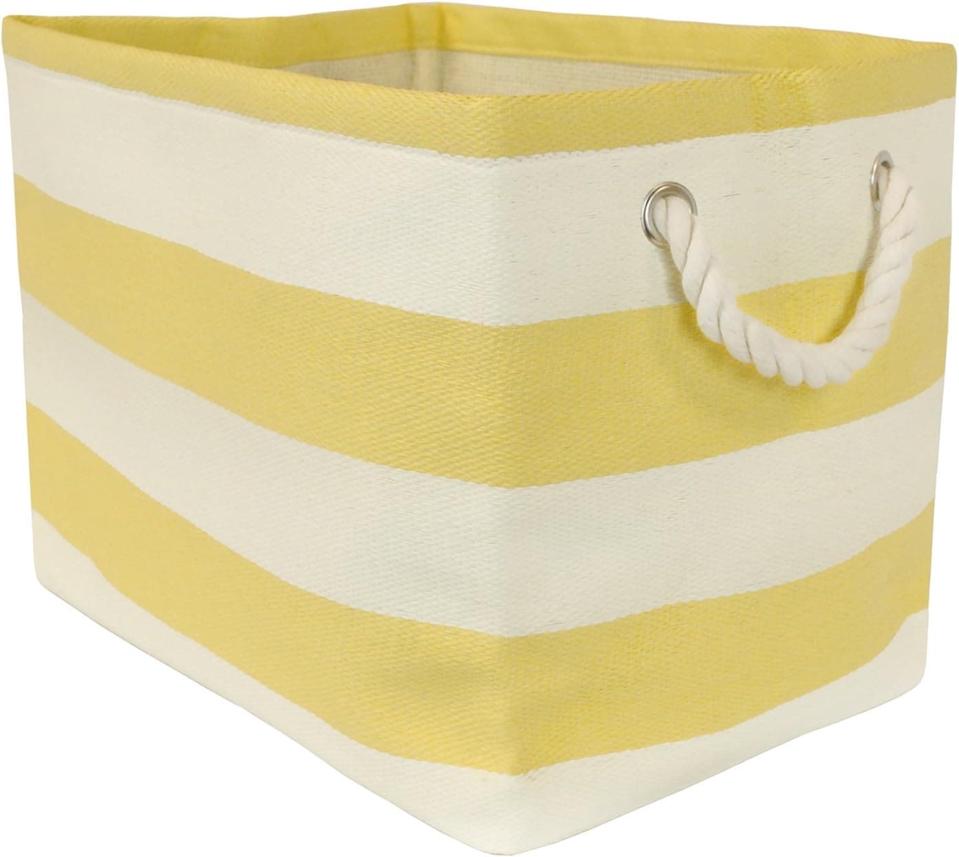 DII Woven Paper Storage Bin, Rugby Stripe, Yellow, Large Bin