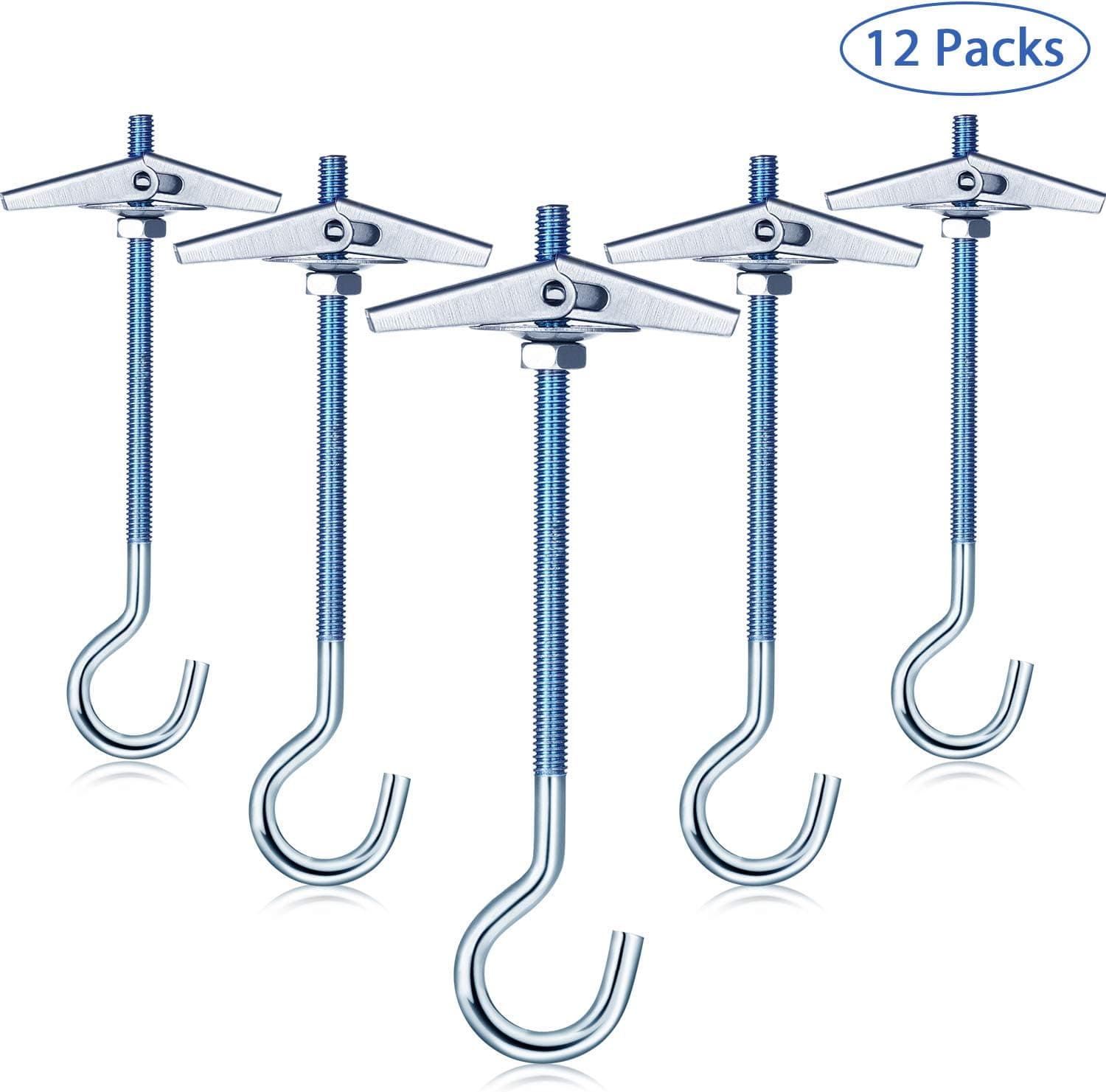 12 Packs Ceiling Hooks Heavy Duty Swag Hooks Toggle Wings for Hanging Plants Ceiling Installation Cavity Wall Fixing (1.5 Inch Width)