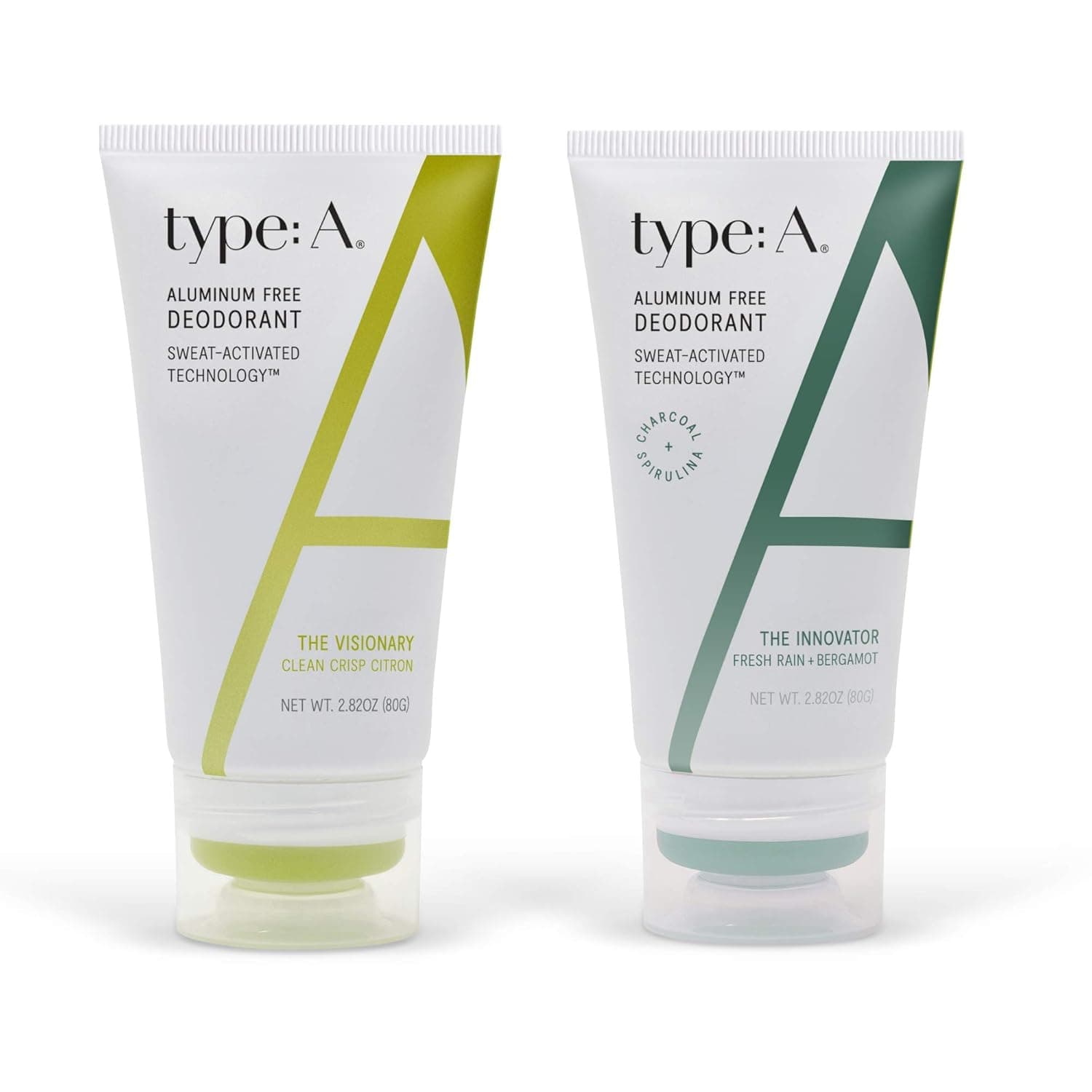 Type:A Natural Deodorant For Women | Citron & Fresh Rain - Aluminum Free Deodorant with Charcoal and Aloe, Safe For Sensitive Skin| 2.8oz Dry Touch Cream Deodorant (2 Pack)