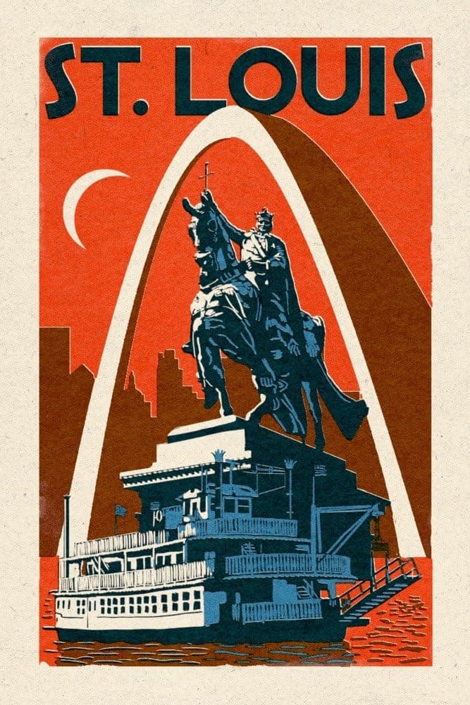 St. Louis, Missouri, Woodblock (24x36 Giclee Gallery Art Print, Vivid Textured Wall Decor)