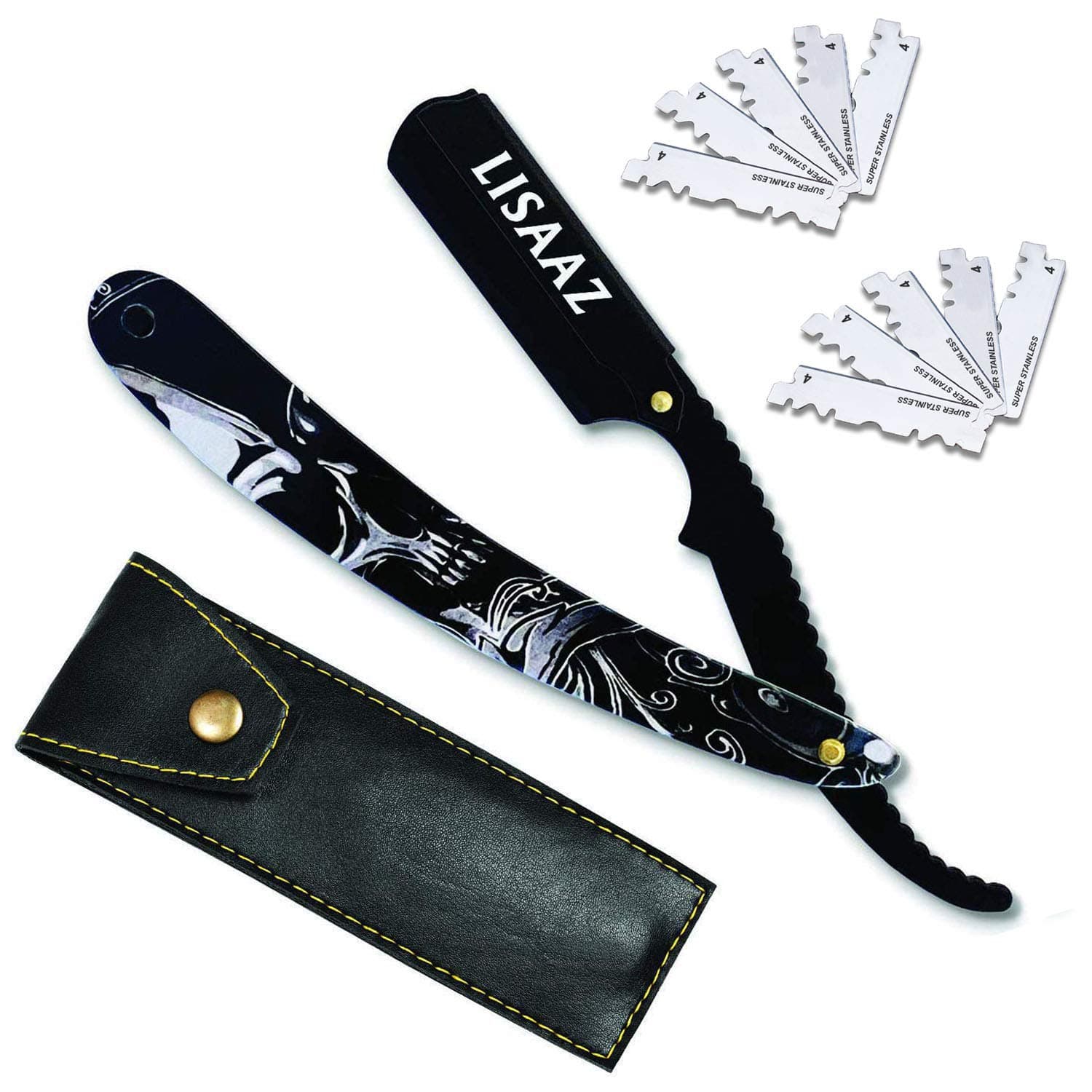 Skull Coated Handle Barber Straight Razor, Universal Half Blade Razor, Professional Barber Straight Edge Razor - Barber Razor, Razor for Men with Razor Blades by ''Lisaaz''