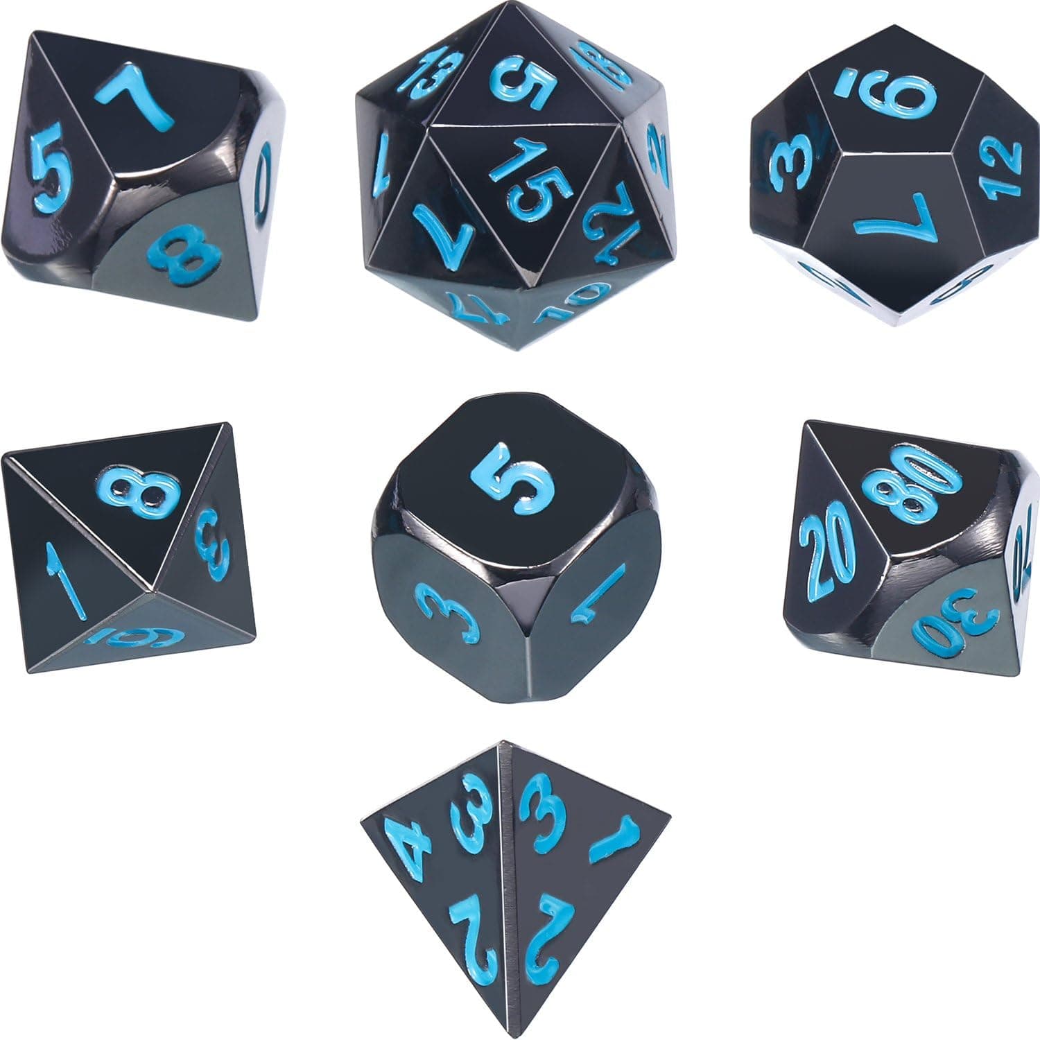 7 Die Metal Polyhedral Dice Set DND Role Playing Game Dice Set with Storage Bag for RPG Dungeons and Dragons D&D Math Teaching