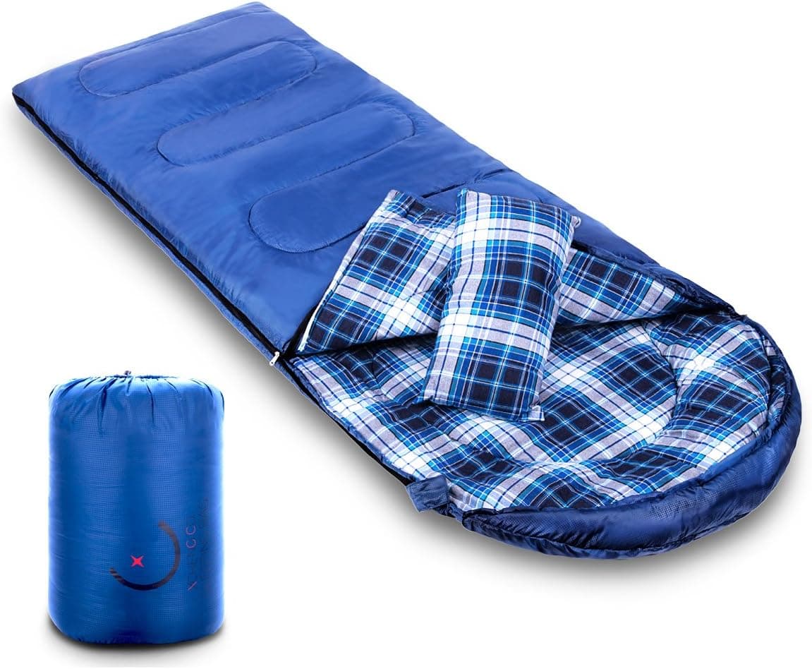 X-CHENG Flannel Sleeping Bags- More Comfort for Left-Hander - Perfect to Multi- Season - Lightweight and Compact Design - Free Carry Sack Included & 32℉Available