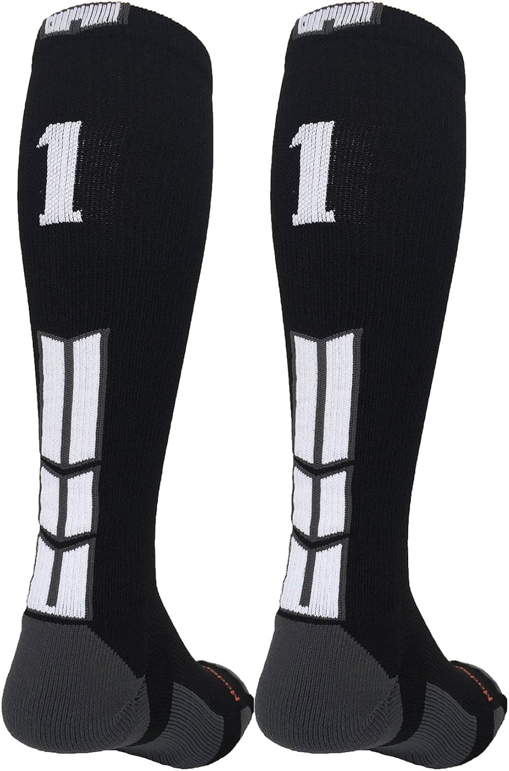 MadSportsStuff Player Id Black/White Over the Calf Number Socks