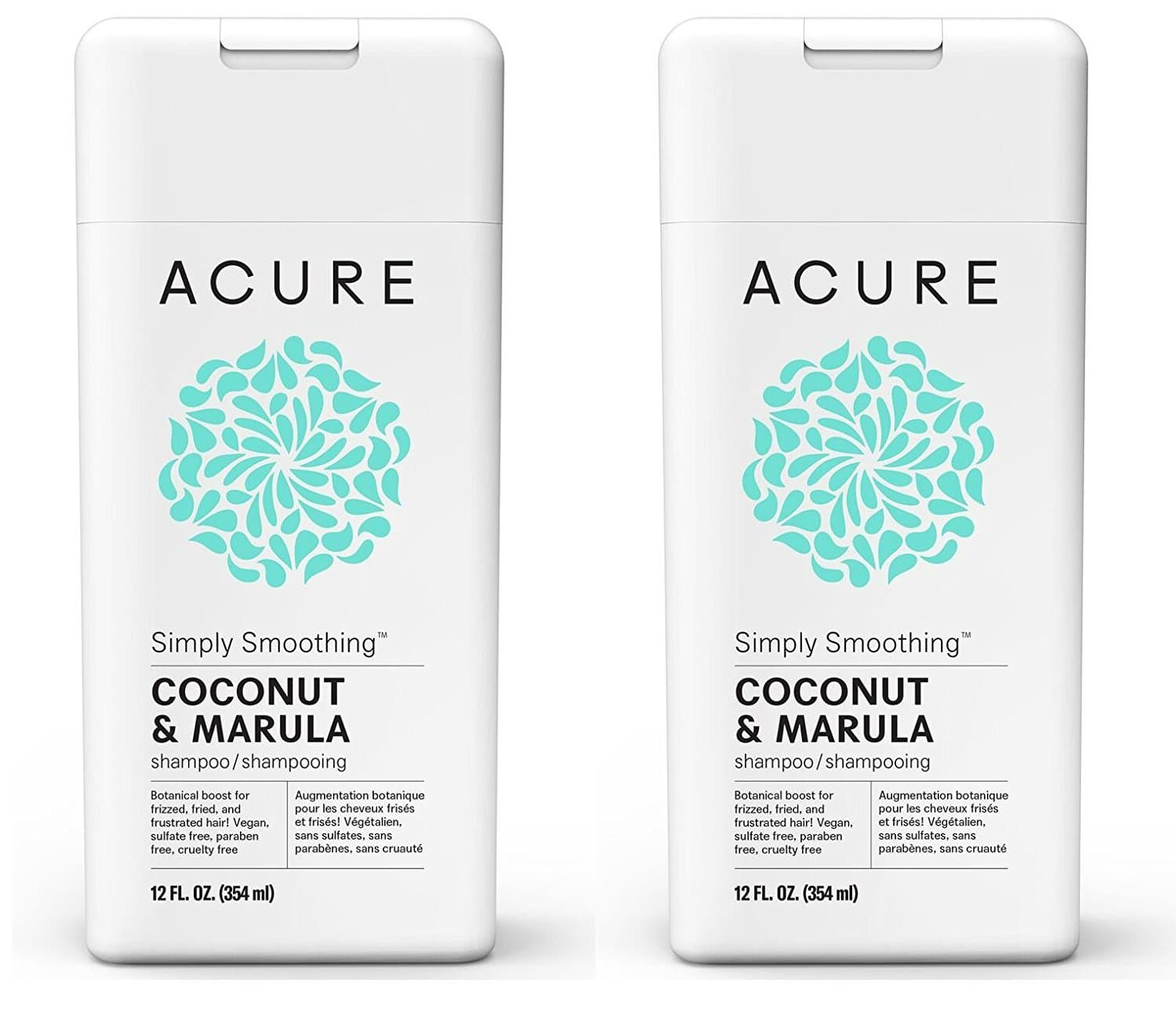 Acure Organics Coconut Straightening Brazilian Keratin Coconut Water + Marula Oil Natural Shampoo, 8 fl. oz. (Pack of 2)