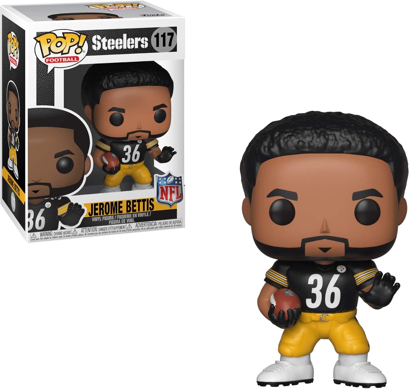 Jerome Bettis [Pittsburgh Steelers]: NFL x Funko POP! Football Vinyl Figure & 1 PET Plastic Graphical Protector Bundle [#117 / 33401 - B]