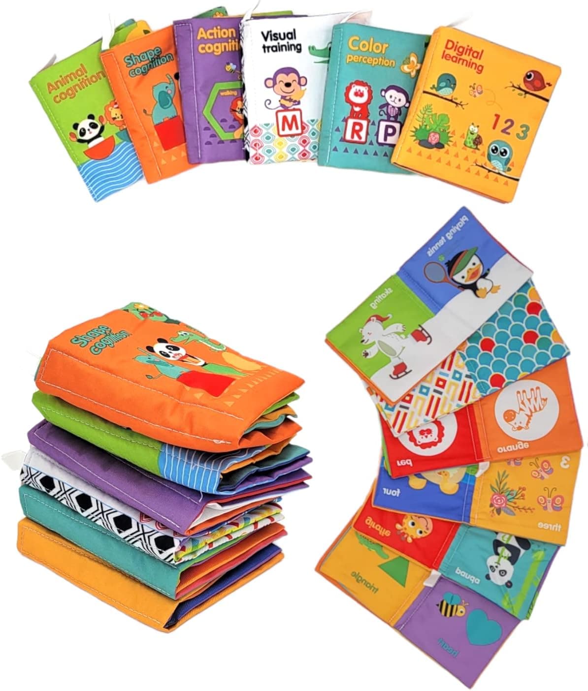 Kids Melody Baby Non-Toxic Cloth Book Set, Crinkle Books with Rustling Sound - Pack of 6