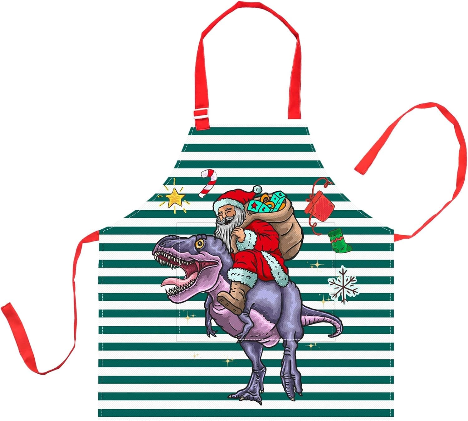Kid Girls Boys Apron, Adjustable Kitchen Cooking Chef Apron with Pocket for Cooking Baking Art Painting Gardening,Xmas Dinosaur