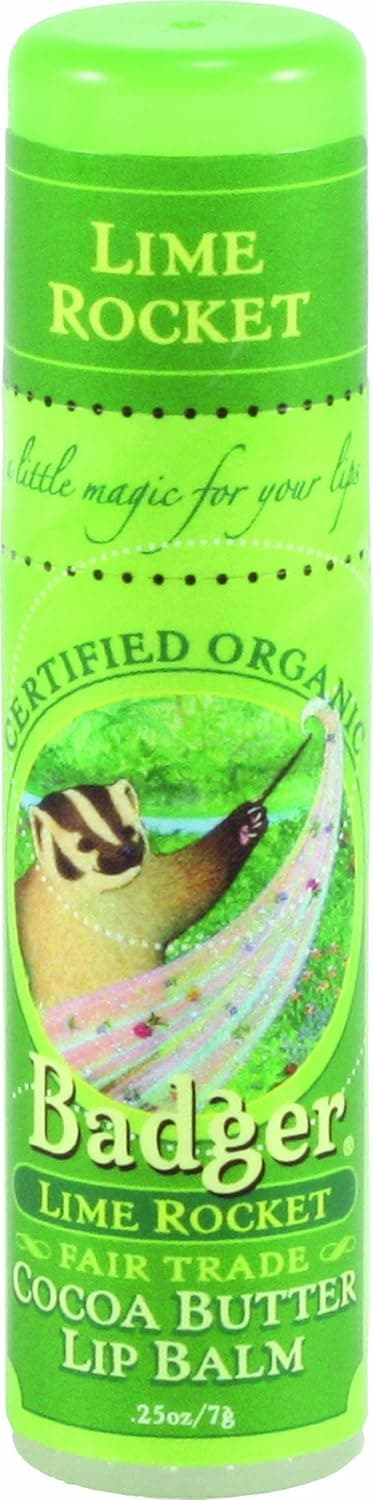 Badger Organic Cocoa Butter Lip Balm Lime Rocket - 0.25 oz