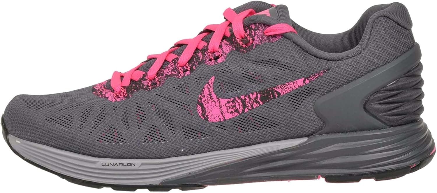 Nike Women's Wmns Lunarglide 6 PRT, Dark Grey/Black-Hyper Pink-Anthracite, 9 M US