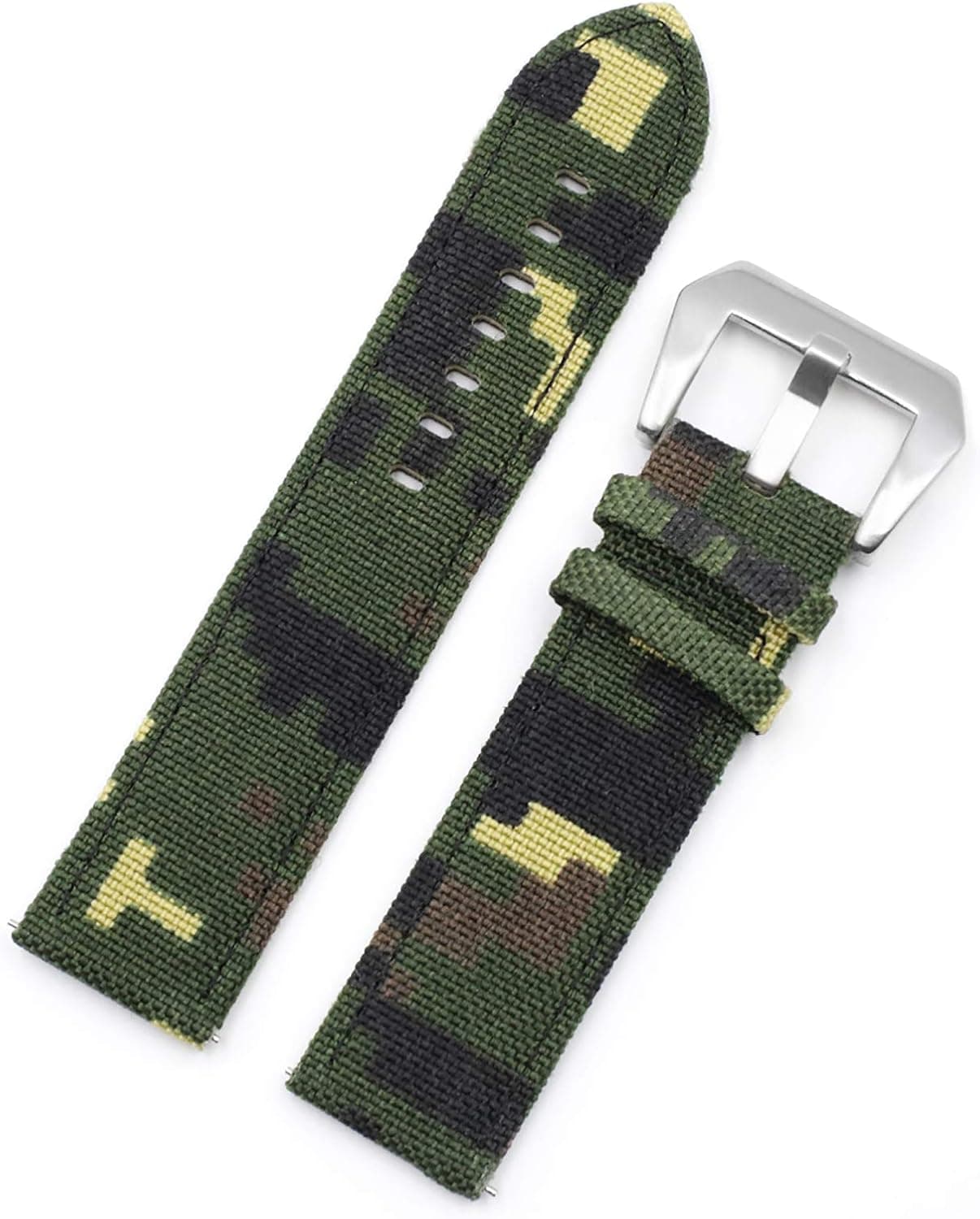 Onthelevel 20mm 22mm Camo Canvas Quick Release Watch Band Strap, Cordura Canvas Ballistic Nylon Military Style Watch Strap with Camouflage Pattern for Men