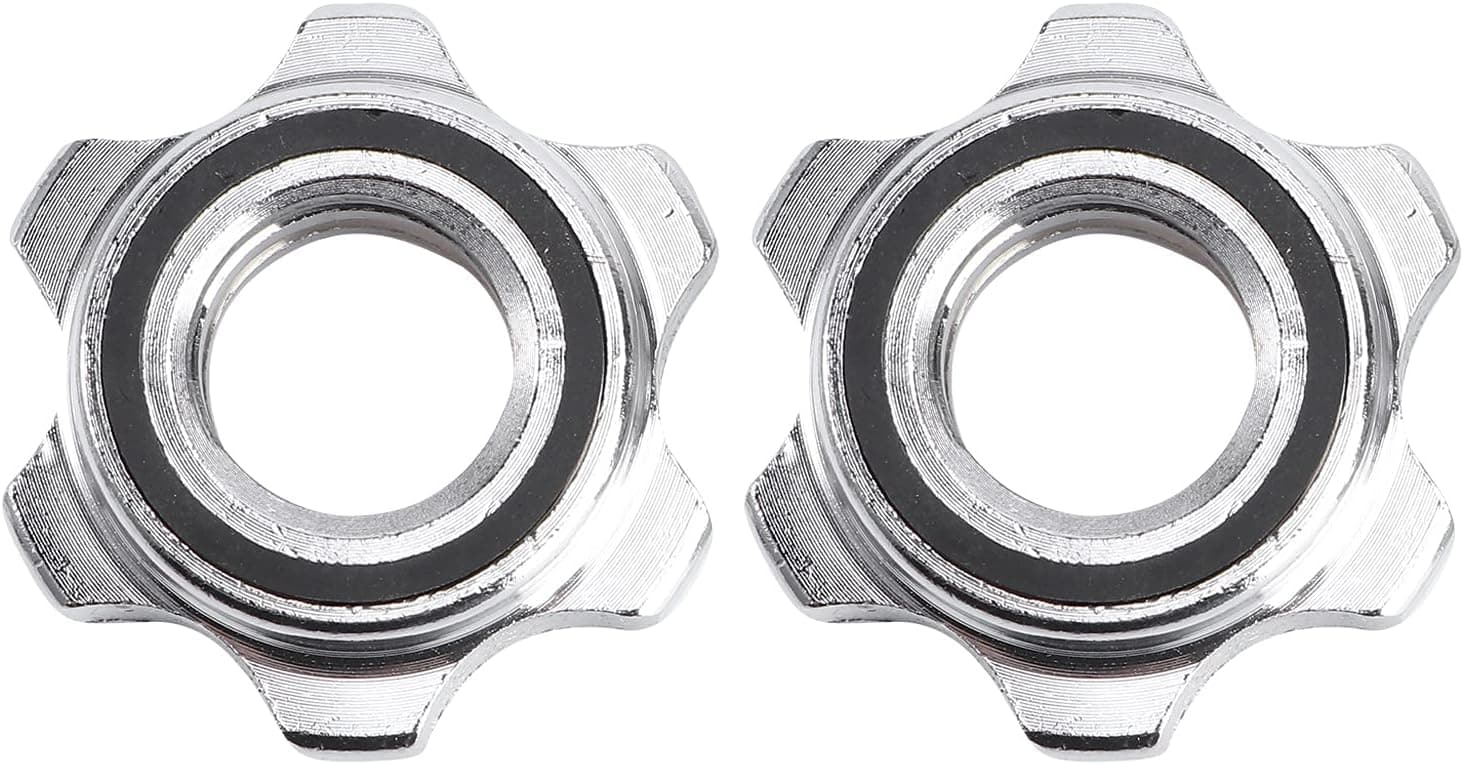 VOSAREA Barbell Spin-Lock Collars Screw Clamps 1inch Hex Screw Cap for Dumbell Weight Lifting Fitness Training (2PC)