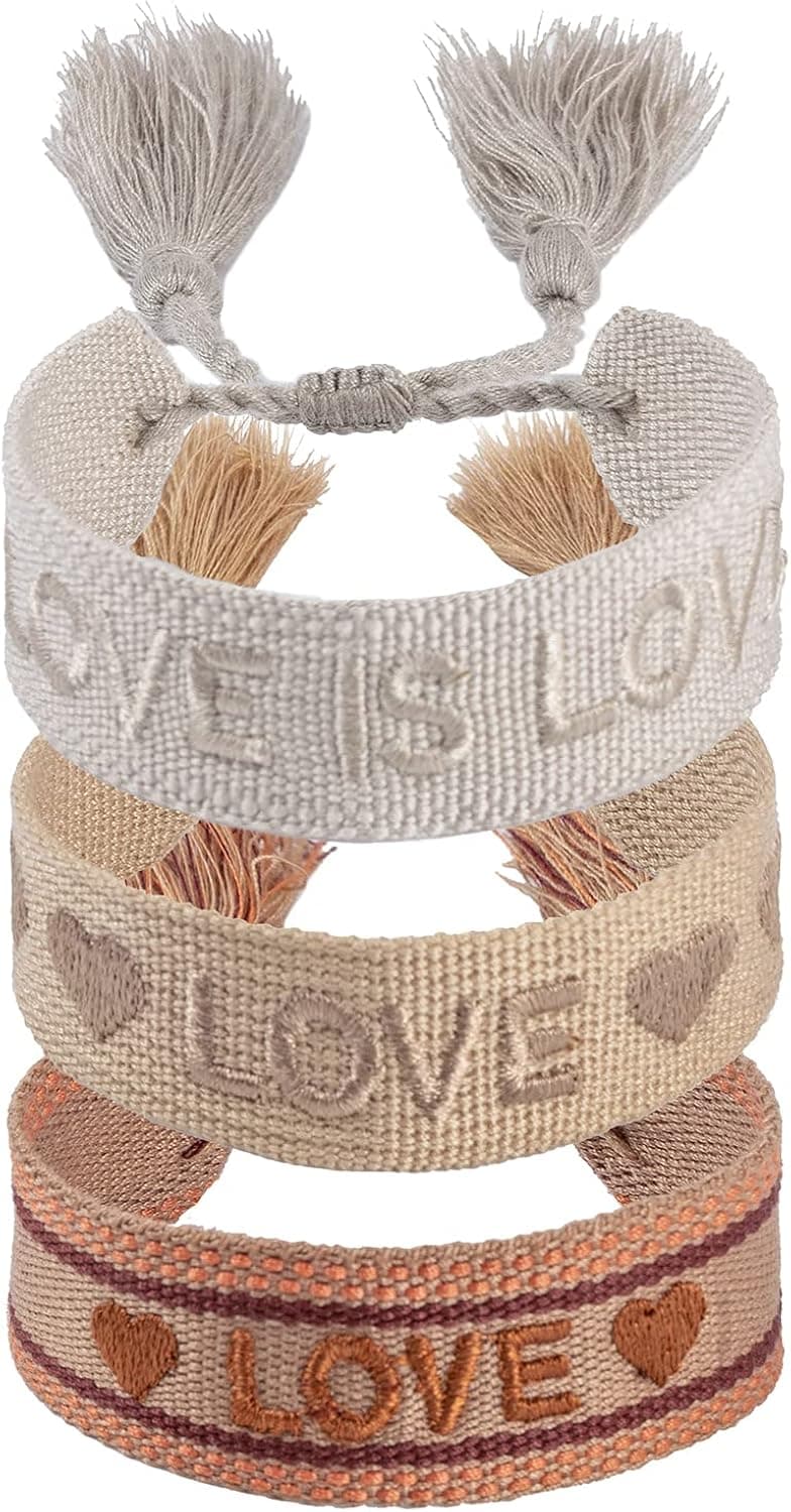 3 Pcs Woven Friendship Wrap Bracelets - Pulseras Tejidas Para Mujeres Hand-knitted Wrap Braided Bracelets for Women and Lovers