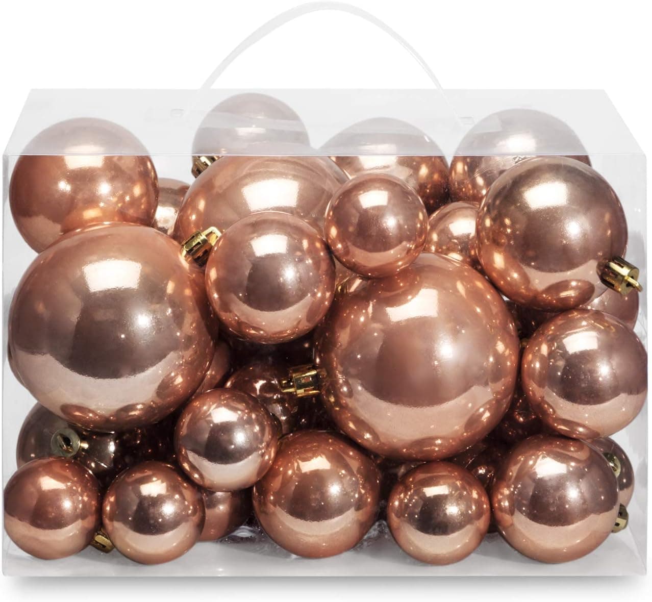 AMS 40ct Christmas Ball Plated Ornaments Tree Collection for Holiday Wedding Party Decoration(40ct Pearl, Rose Gold)