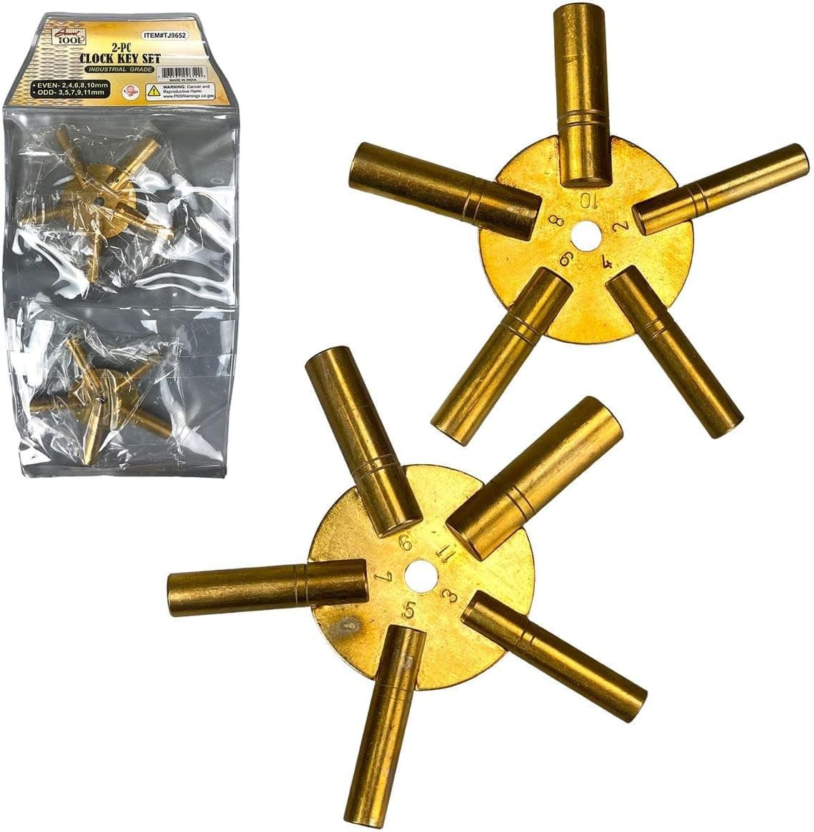 HAWK IMPORTERS, INC Jewel Tool Universal Brass Clock Key Winder Set | 2 Piece Set Includes Odd Even Numbers | Great for Windig Grandfather Clocks, Antique Clocks, Watchmakers, Watch Repairs