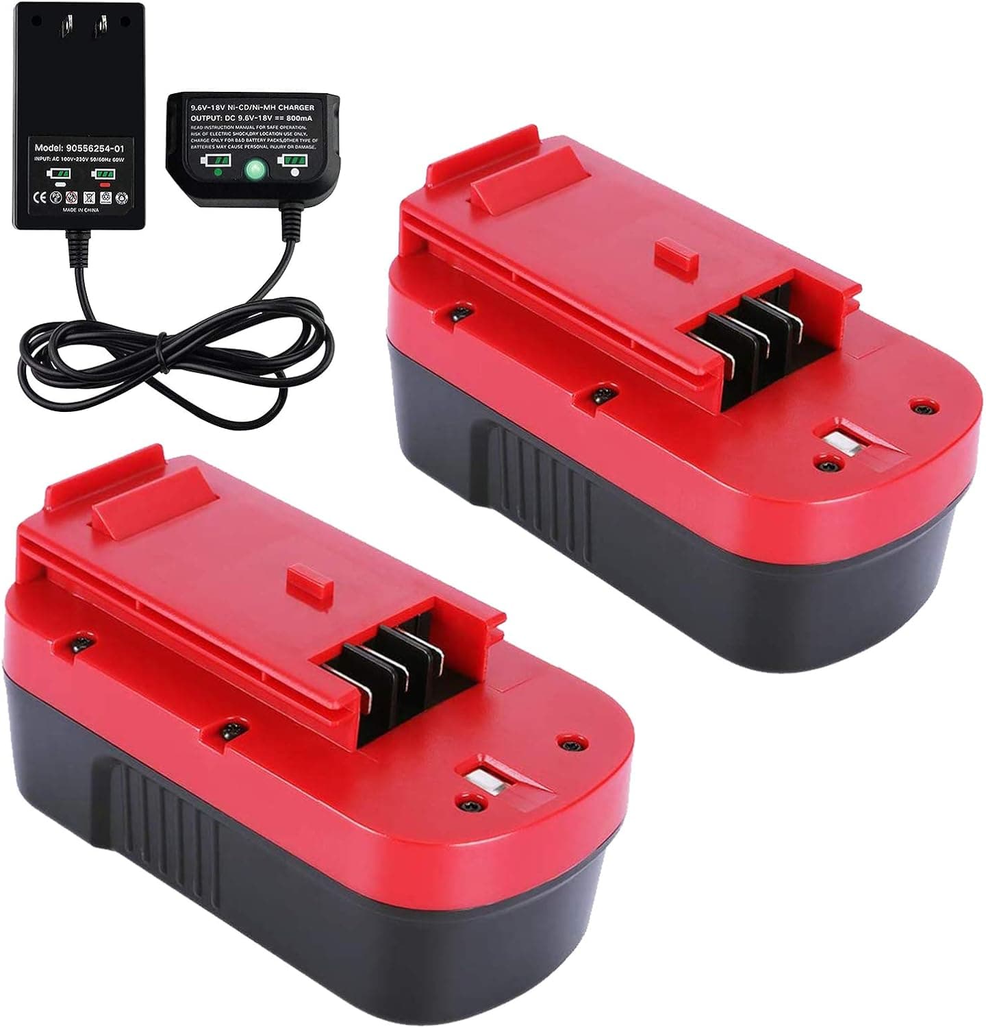 2Pack 3.6Ah HPB18 Replacement Black and Decker 18V Battery 244760-00 A1718 FS18FL FSB18 Firestorm + 90571729-01 Multi-Volt Output Battery Charger for Black Decker 9.6-18V Batteries