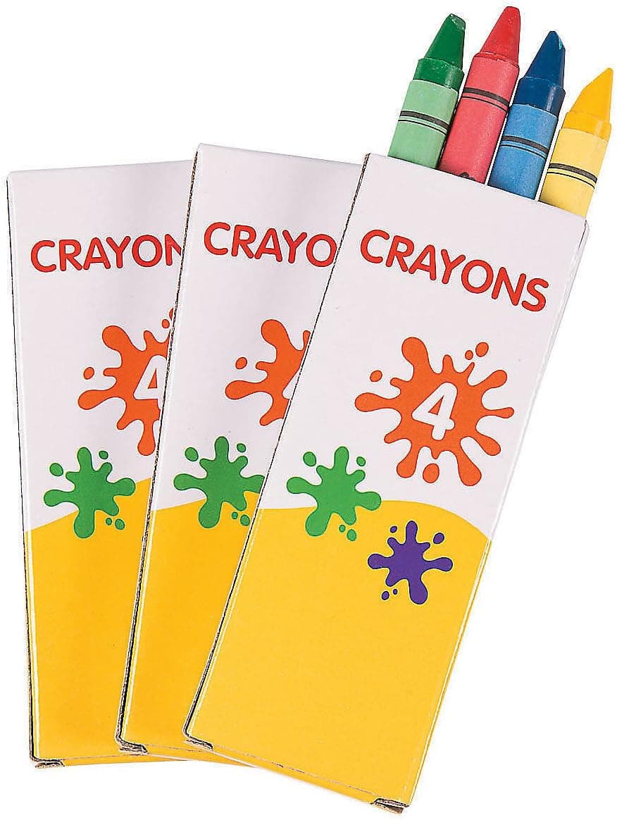 Fun Express Regular 4 Pc Crayons (12 Boxes) - 12 Pieces - Educational And Learning Activities For Kids
