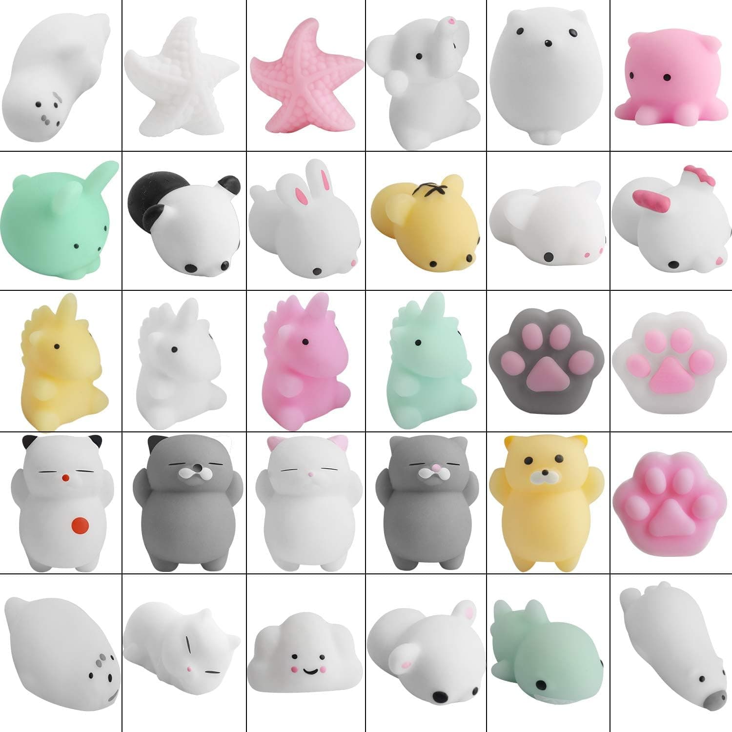 Hicdaw 30 Pcs Mini Squishy Kawaii Squishy Toys Kawaii Squishy Mochi Squishy Kawaii Cat Stress Relief Squishy Mochi Toys Stress Animals Mochi Cat Squishy Stress Toys