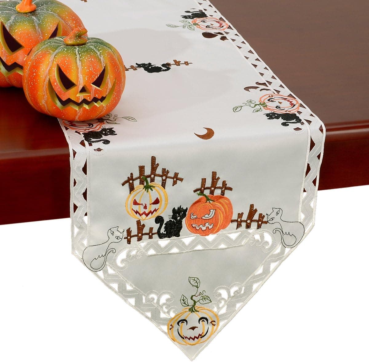 Grelucgo Embroidered Halloween Spooky Table Runner 16 by 72 Inch
