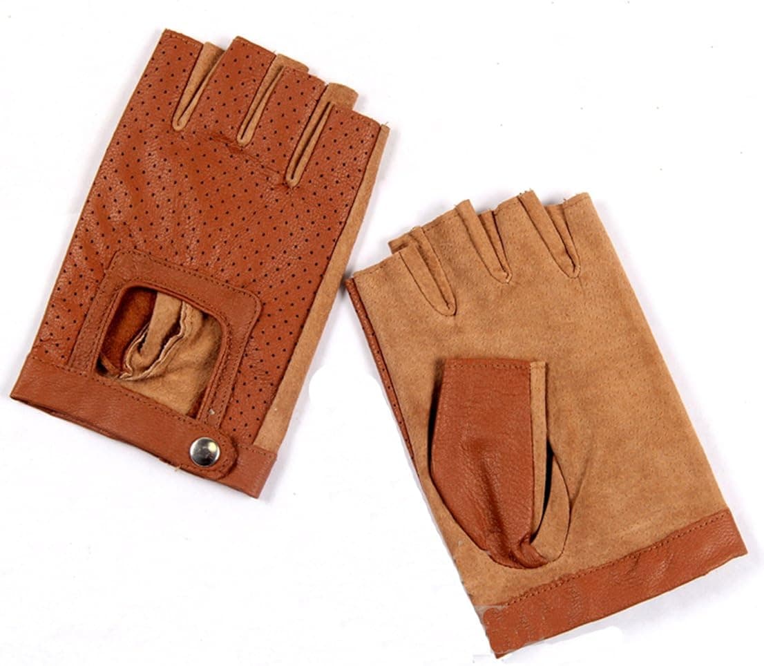 May&Maya Women's Cut Out Hole Fingerless Leather Gloves