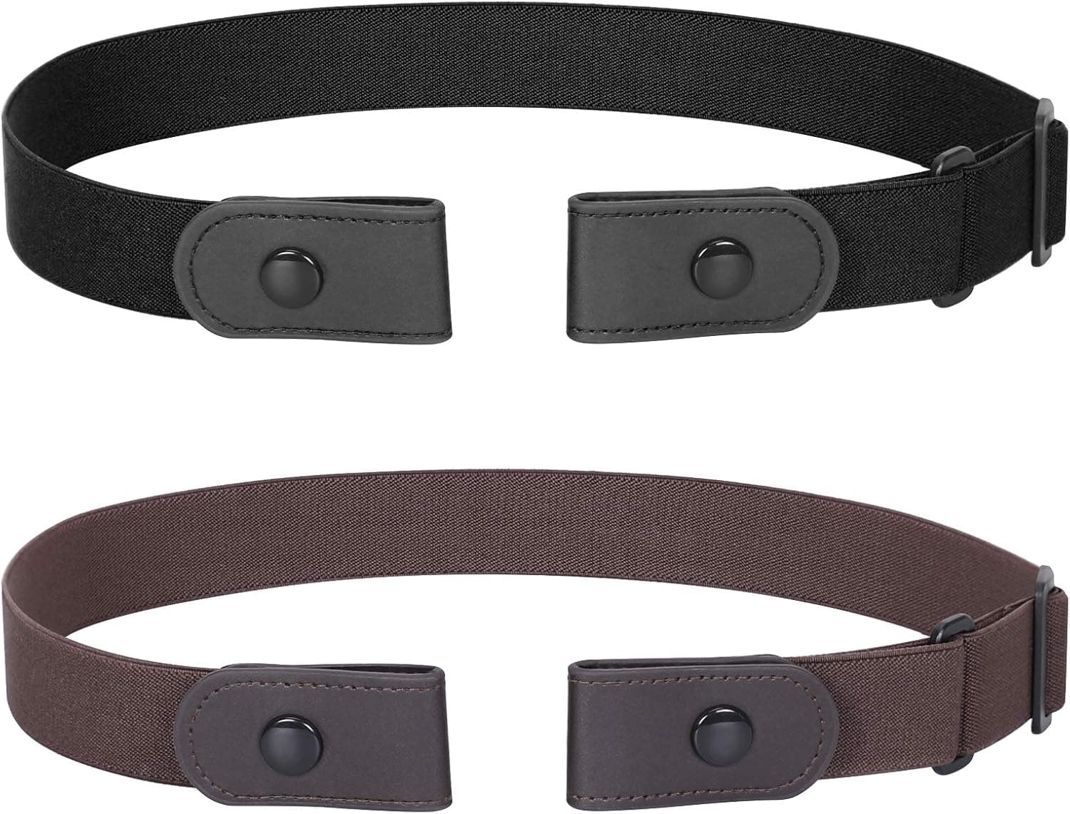 No Buckle Belt for Women and Men Buckle Free Belt Plus Size for Jeans Pants 2 Pack (Pants Size 34"-48", 08-Black+Coffee)
