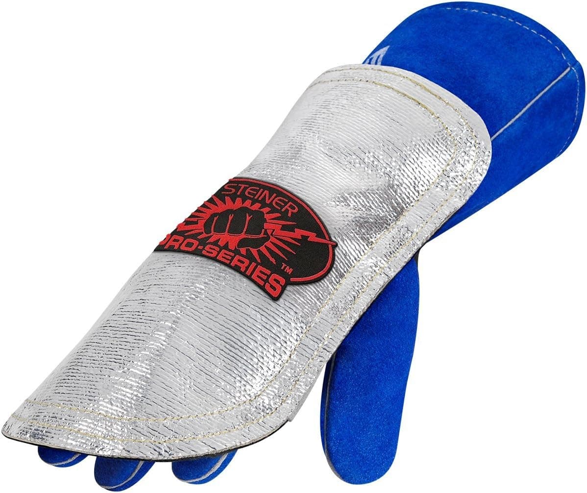 Steiner 15A82-10 Aluminized Fiberglass with Carbonized Fiber Glove Back-Hand Pad, Double Layer, Heavy Duty, 10" x 6.5"