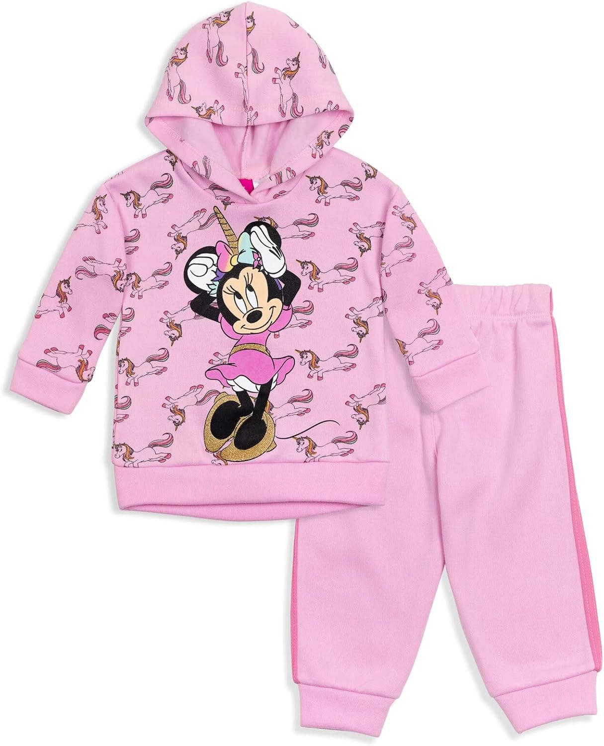 Disney Minnie Mouse Baby Girls Fleece Pullover Hoodie and Pants Outfit Set Infant to Little Kid