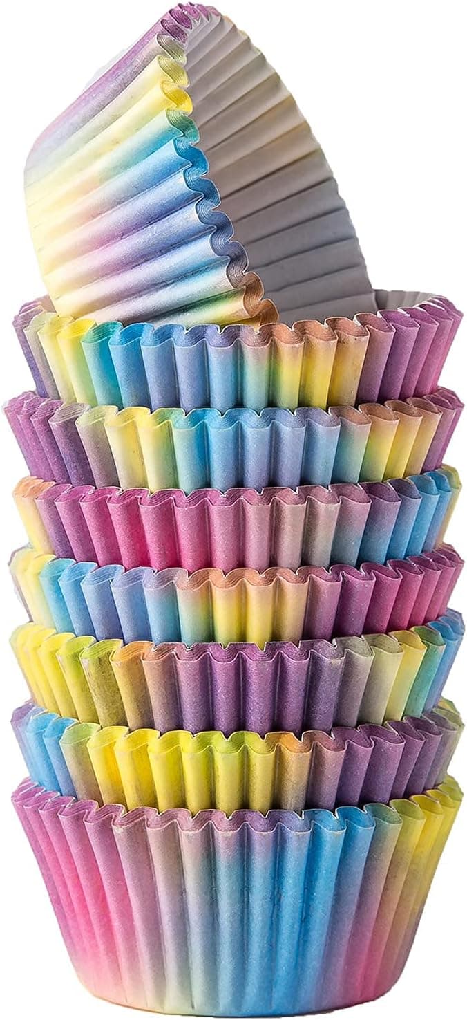 Barry's Home Aurora Cupcake Liners Standard Size, No Smell Rainbow Cupcake Wrappers, Paper Grease Proof Baking Cups, Pack of 192 (Rainbow)