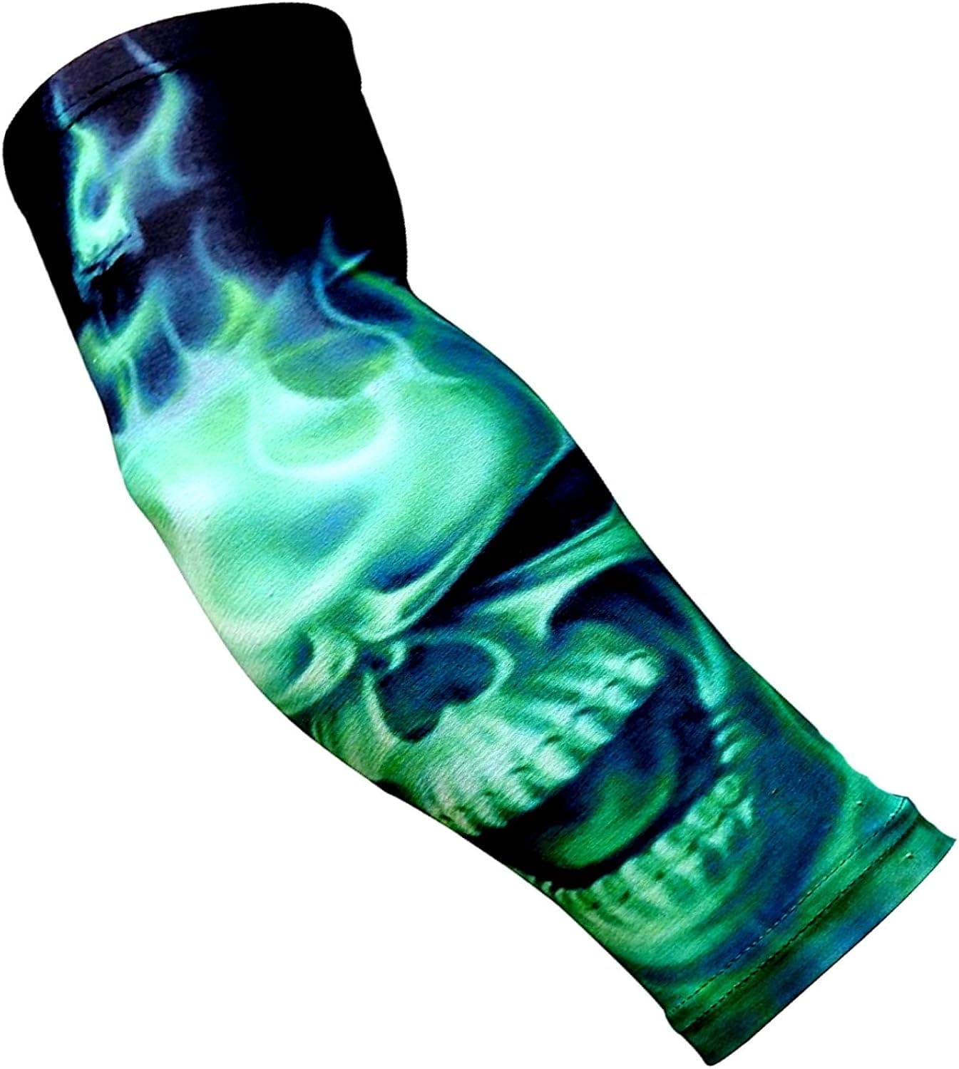 Nexxgen Sports Apparel Compression Arm Sleeve (Single)(Youth Medium, Green Skull)