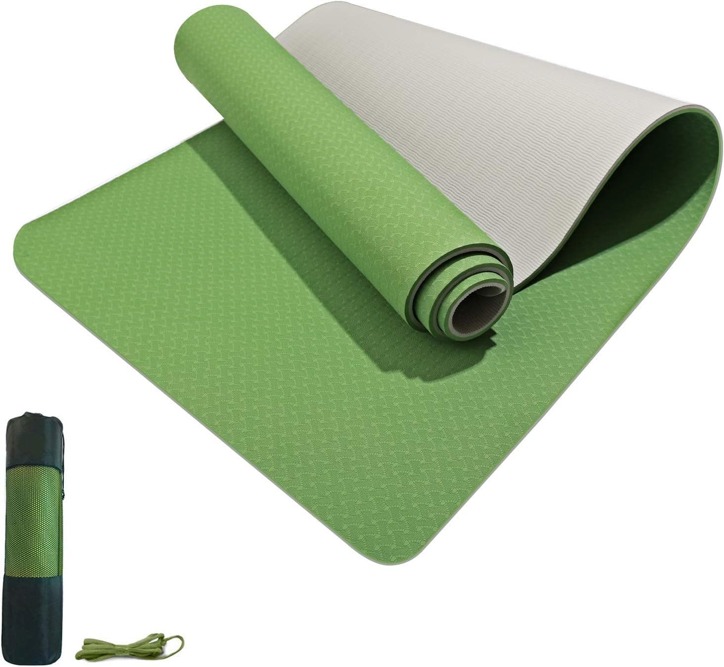 Yoga Mat Non Slip TPE Yoga Mats for Women Men 1/4 1/3 1/2 inch Thick Eco Friendly Fitness Exercise Mat with Carrying Strap Workout Floor Exercises Mats for Home Pilates