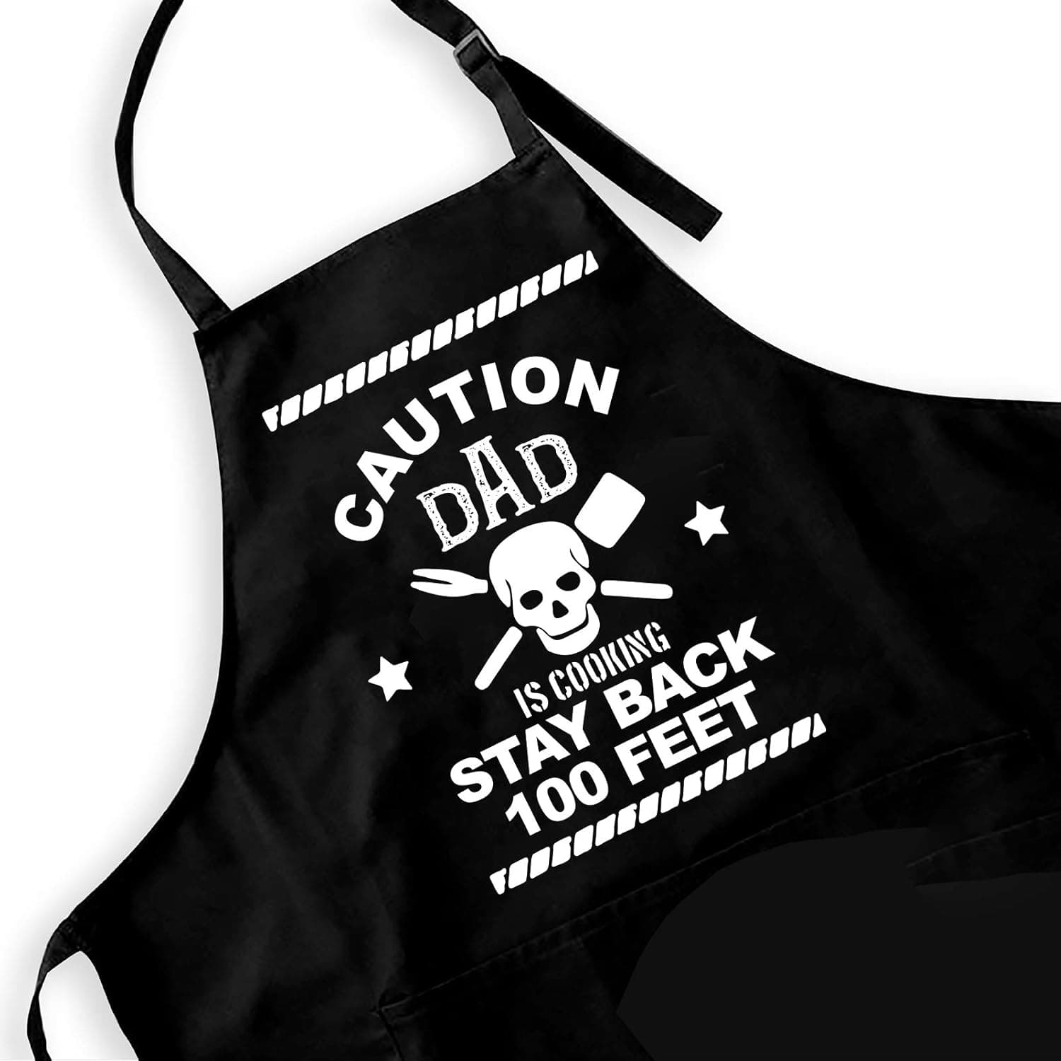 Ihopes Funny Black Apron for Dad Men,Stand Back Dad is Cooking Apron with 2 Pockets and Adjustable Neck Strap,Perfect for Birthday/Christmas/Father's Day, Large