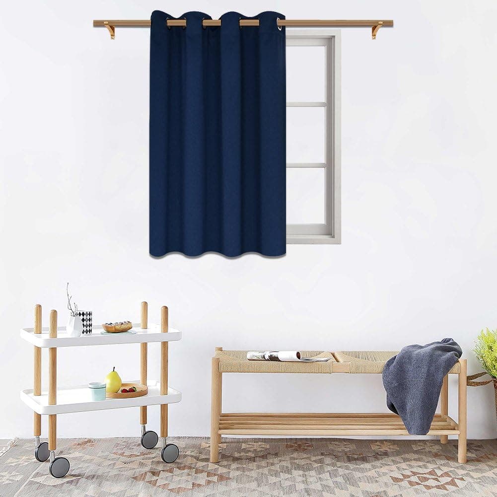 SmilingHome Blackout Curtain/Drape with Solid Thermal Insulated Grommet-52x45 Inch-Single Panel-Blue