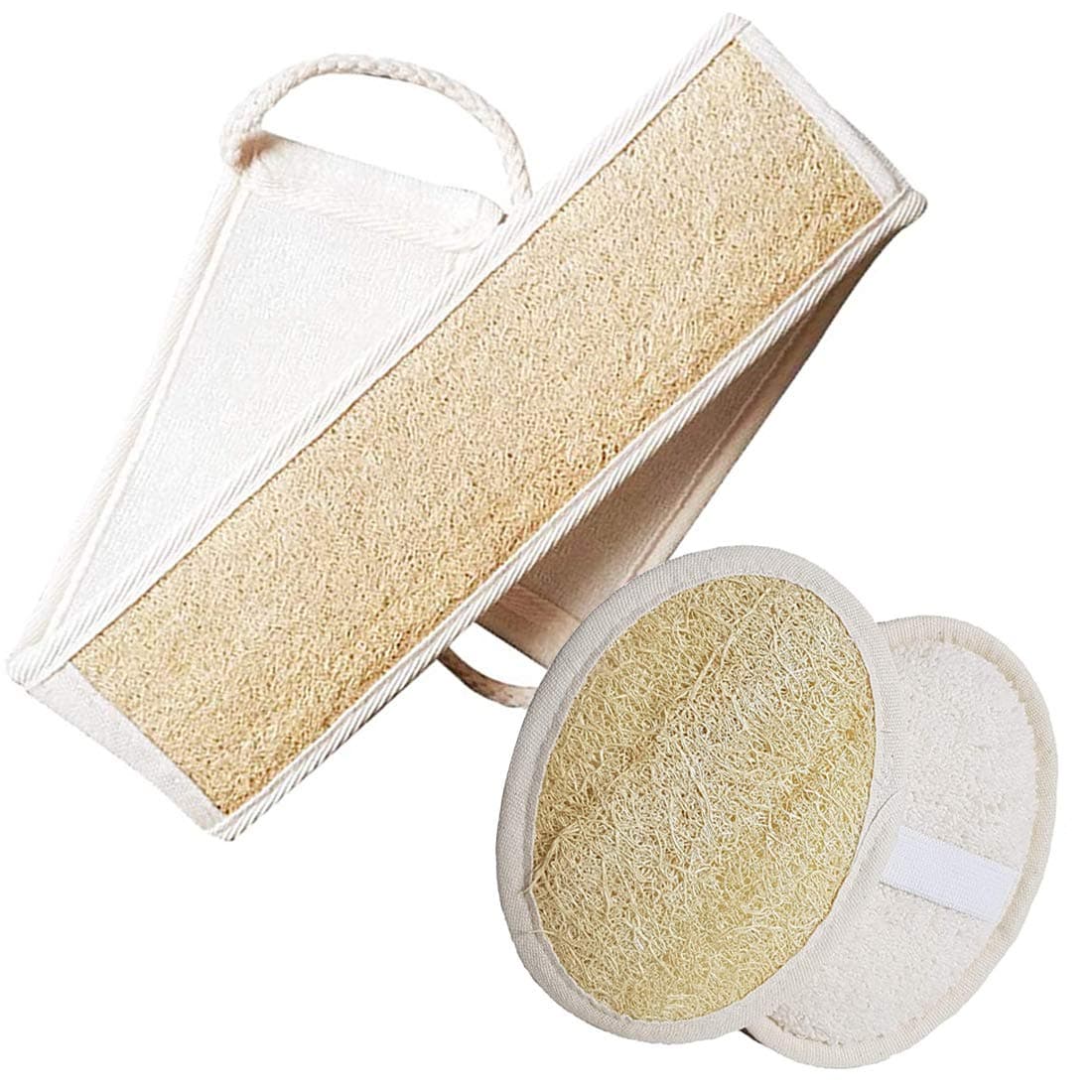 Otylzto 3PCS of 100% Natrual Loofah Exfoliating Back Scrubber For Shower
