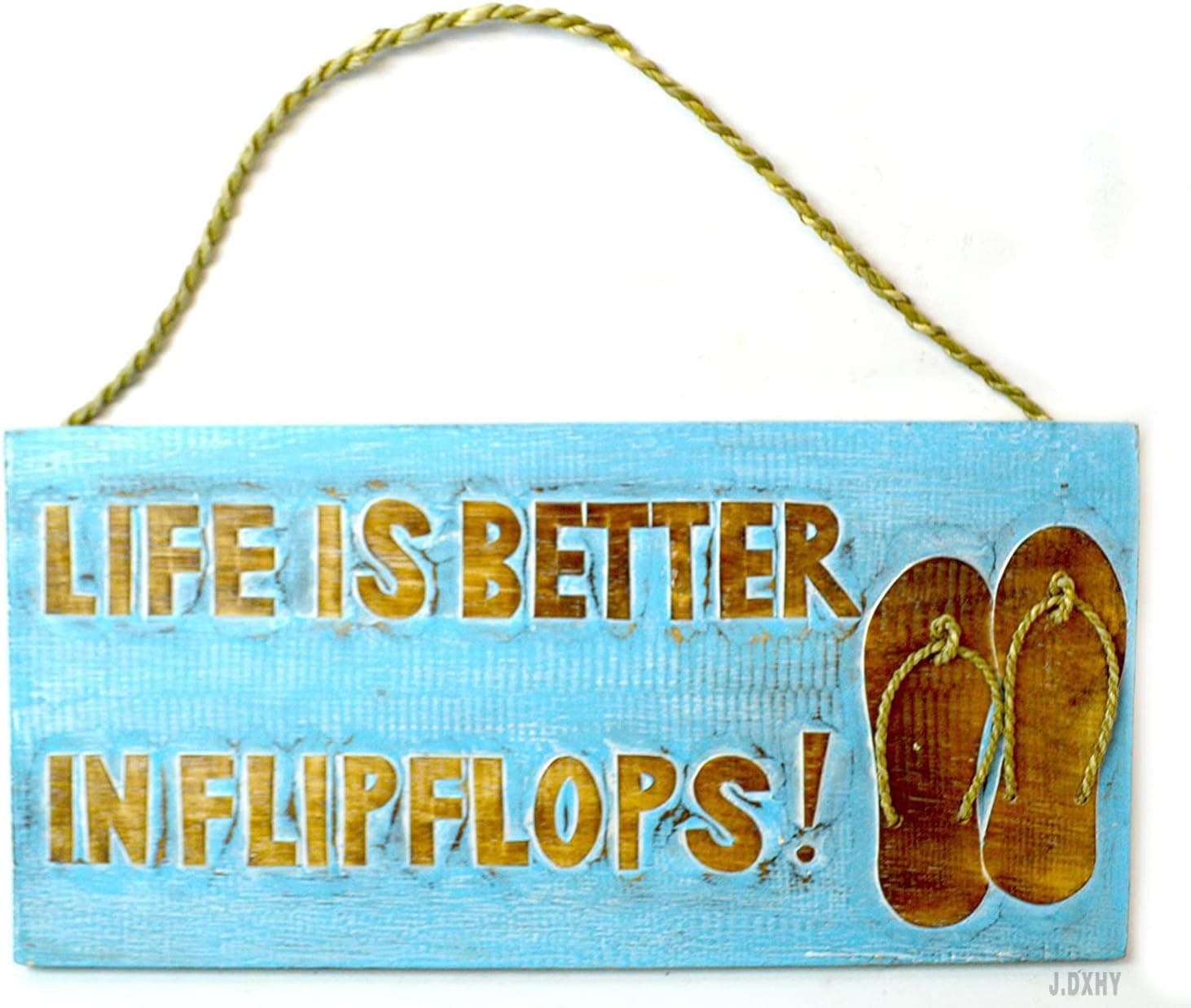Hand Carved FLIP FLOP "LIFE IS BETTER IN FLIP FLOPS" SIGN beach Surfboard Wooden Wall Hanging Art Tiki Bar 8x12 Inch