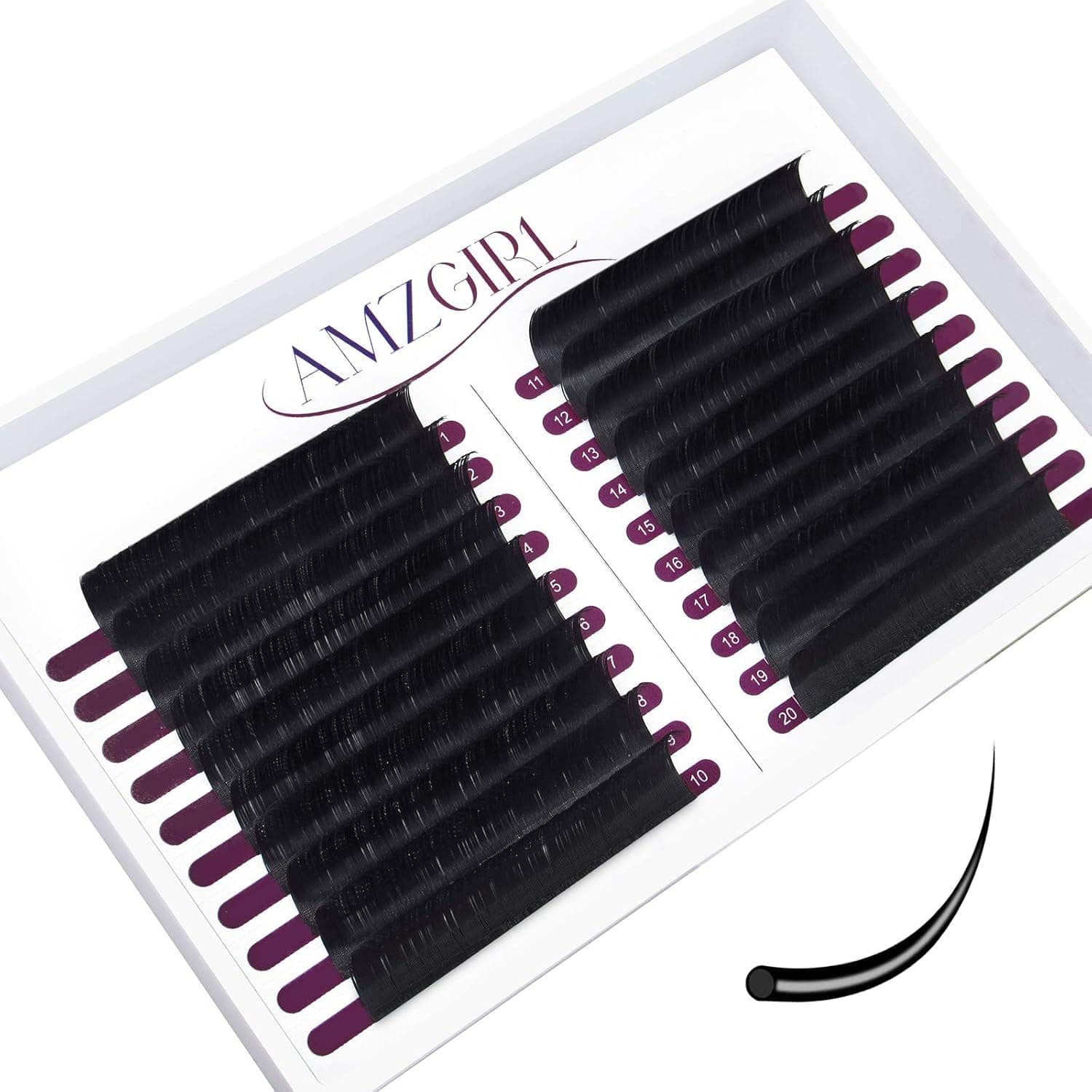 AMZ GIRL Eyelash Extensions Individual Lashes 0.07mm C Curl 8-20mm 20 rows Classic Lash Extensions Eyelash Extension Supplies(0.07 C MIX8-20)