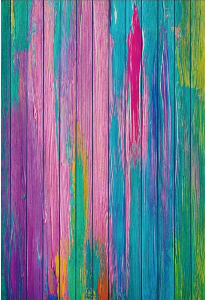 Leyiyi Colored Stripes Wooden Board Backdrop 3x5ft Photography Background Vintage Birthday Party Decor Grunge Graffiti Oil Painting Texture Plank Modern Art Kids Adults Photo Booth Video Props