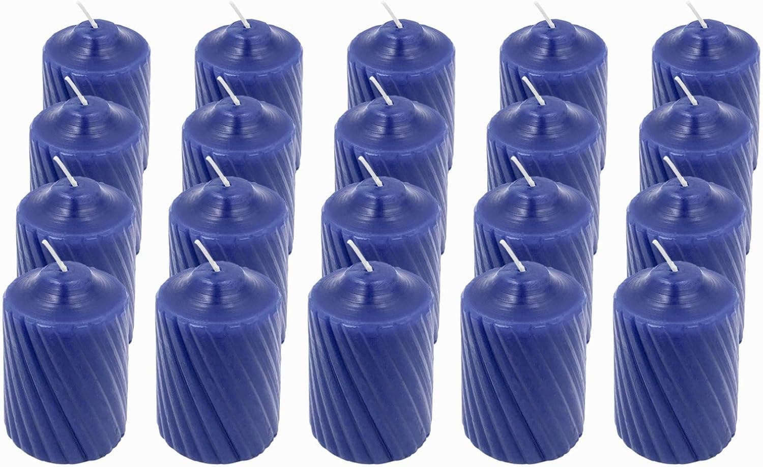 15 Hour Scented Votive Candles 20 Candles Per Box with Sculpted Style Finish Including The Booklet"Factoids Trivia & Safety Guidelines" (Pat Blue/Heather Scent)