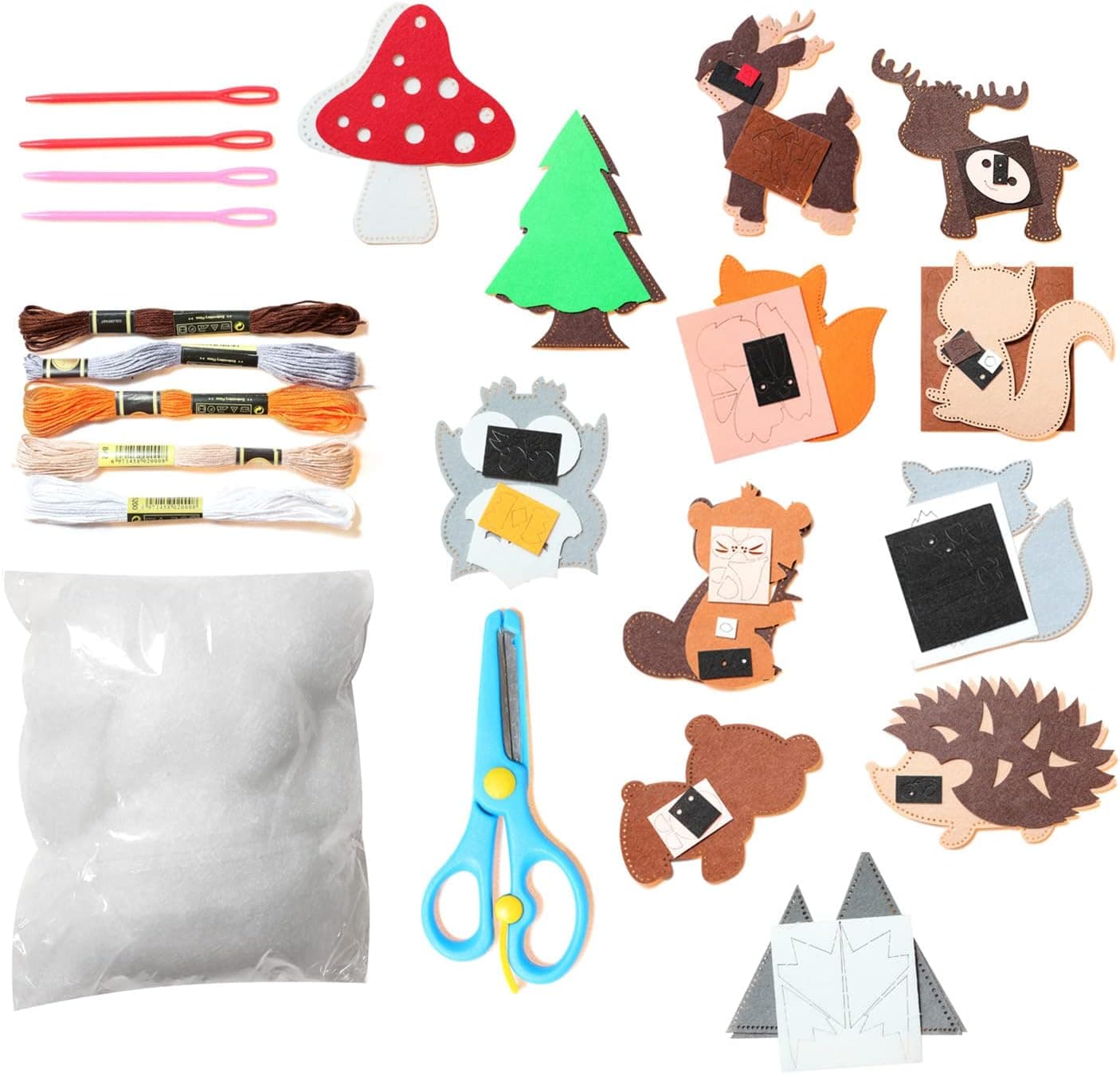 Animals Craft Kit Forest Creatures DIY Sewing Felt Plush Animals for Kids Beginners Educational Sewing Set Girls and Boys Art Craft Kits,MOMOKO (Style-1)
