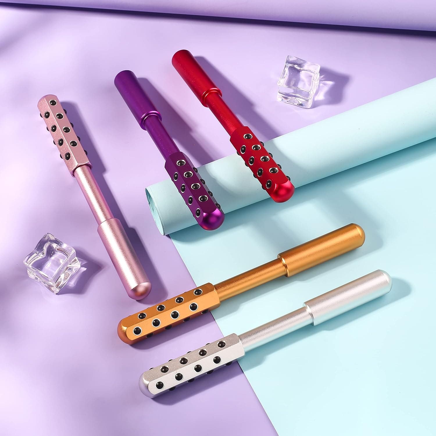 Germanium face massage roller beauty tool (pink)