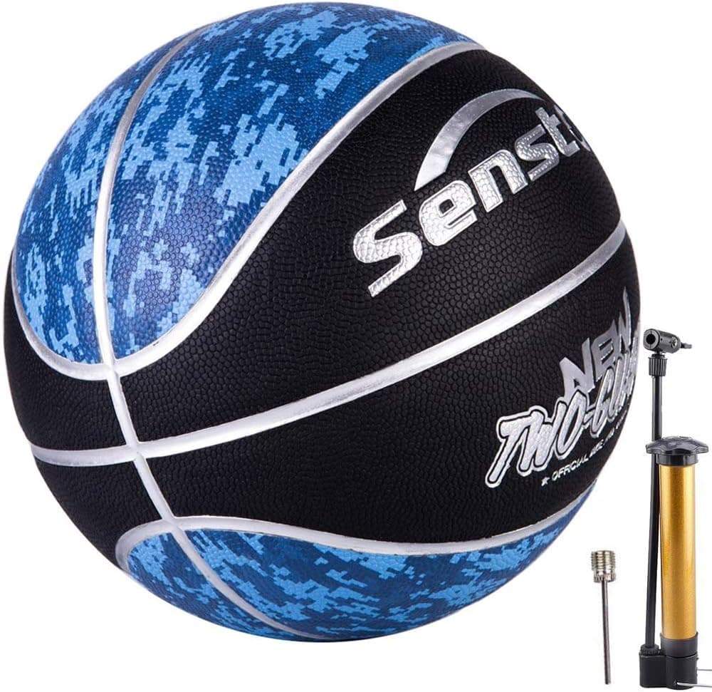 Senston Glow in The Dark Basketball, Glowing Leather Basketball, Light up Basketball Size 7 Gift for Kids, Men, Women Indoor-Outdoor Night Basketball-7005