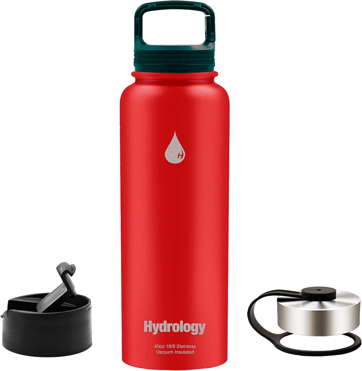 Hydrology Sports Water Bottle - 32 oz with 3 LIDS Double Wall Vacuum Insulated Stainless Steel Hydro Sports Water Bottle Flask - Keeps Cold and HOT