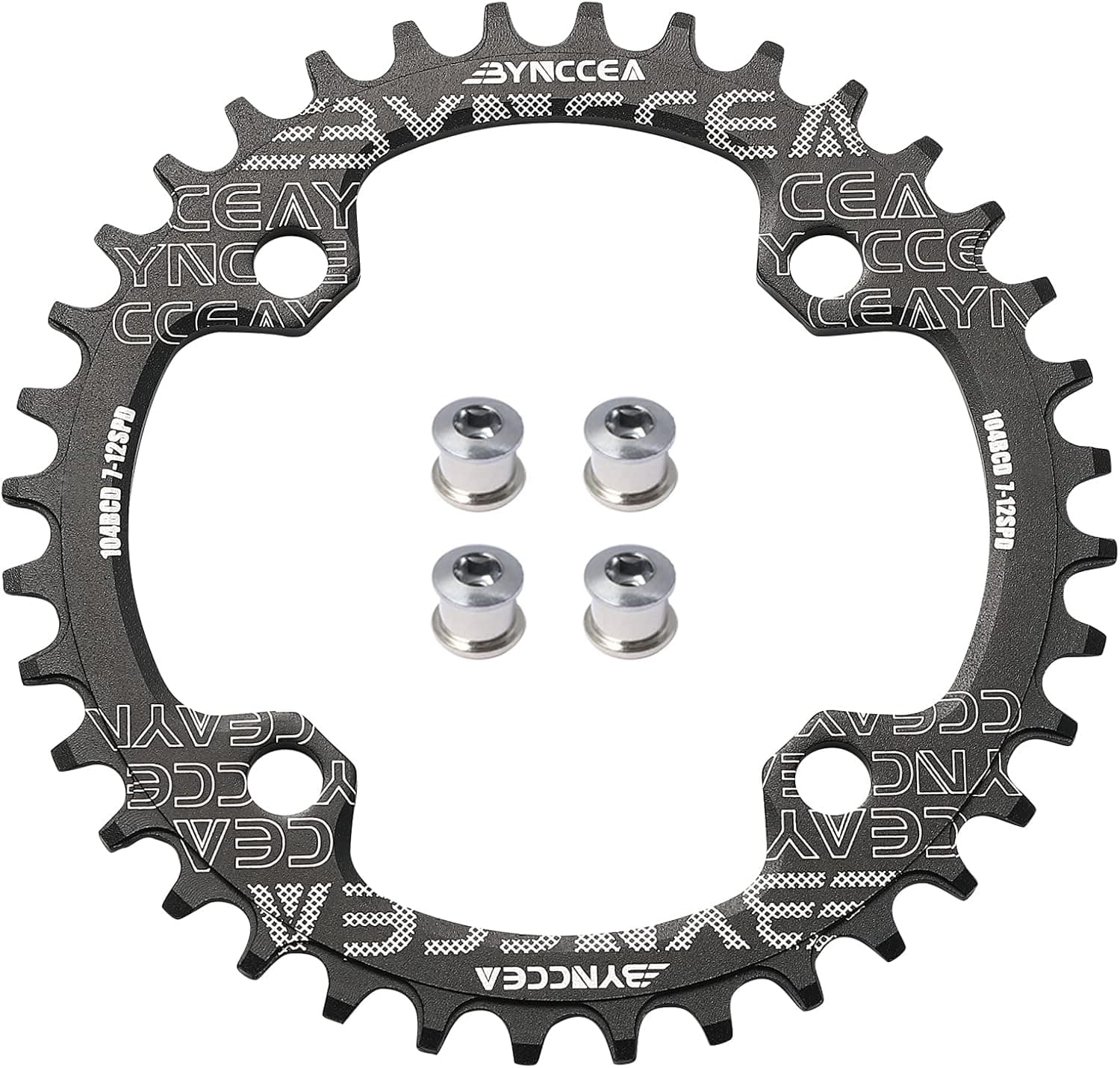 Bynccea Round Chainring 104 BCD 32T 34T 36T 38T Narrow Wide Bike Single Chainring Compatible with 8 9 10 11 12 Speed Mountain Bike Road Bike Fat Bikes MTB BMX