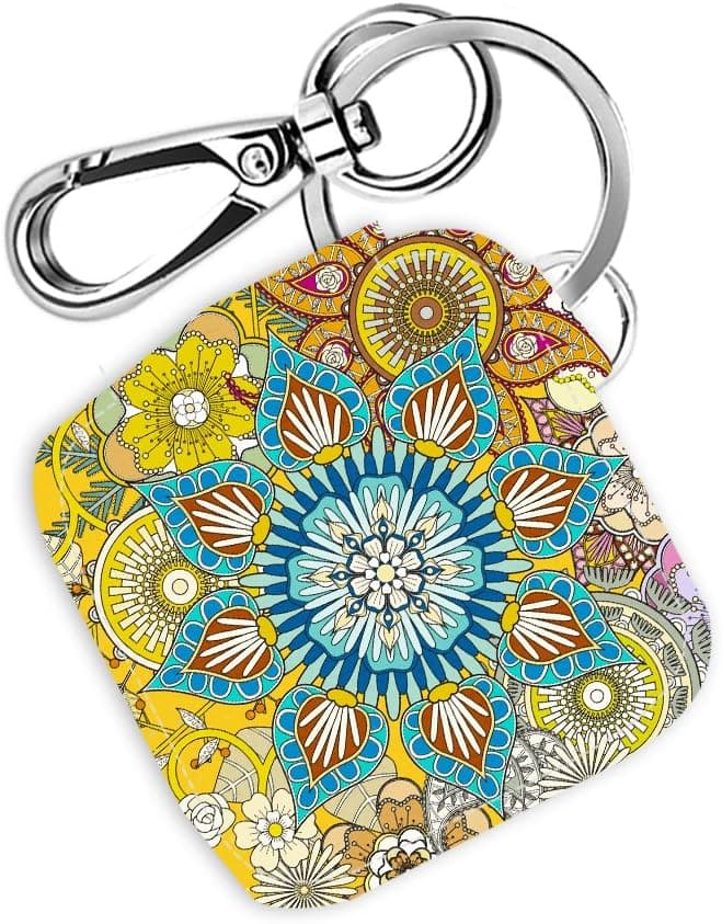 Logity Tile Mate & Tile Sport & Tile Style Case with Carabiner Keychain, Leather Skin Cover for Tile Bluetooth Tracker, Anti-Lost Design, Bohemian